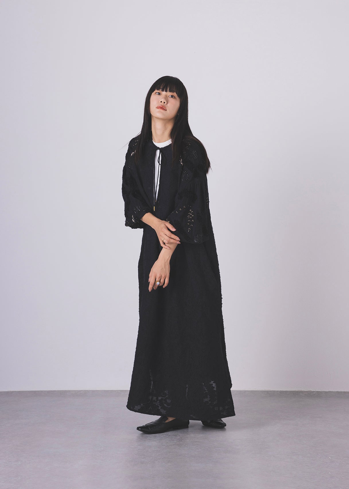 テクニカル刺繍ジャガードワンピース(3516-545)