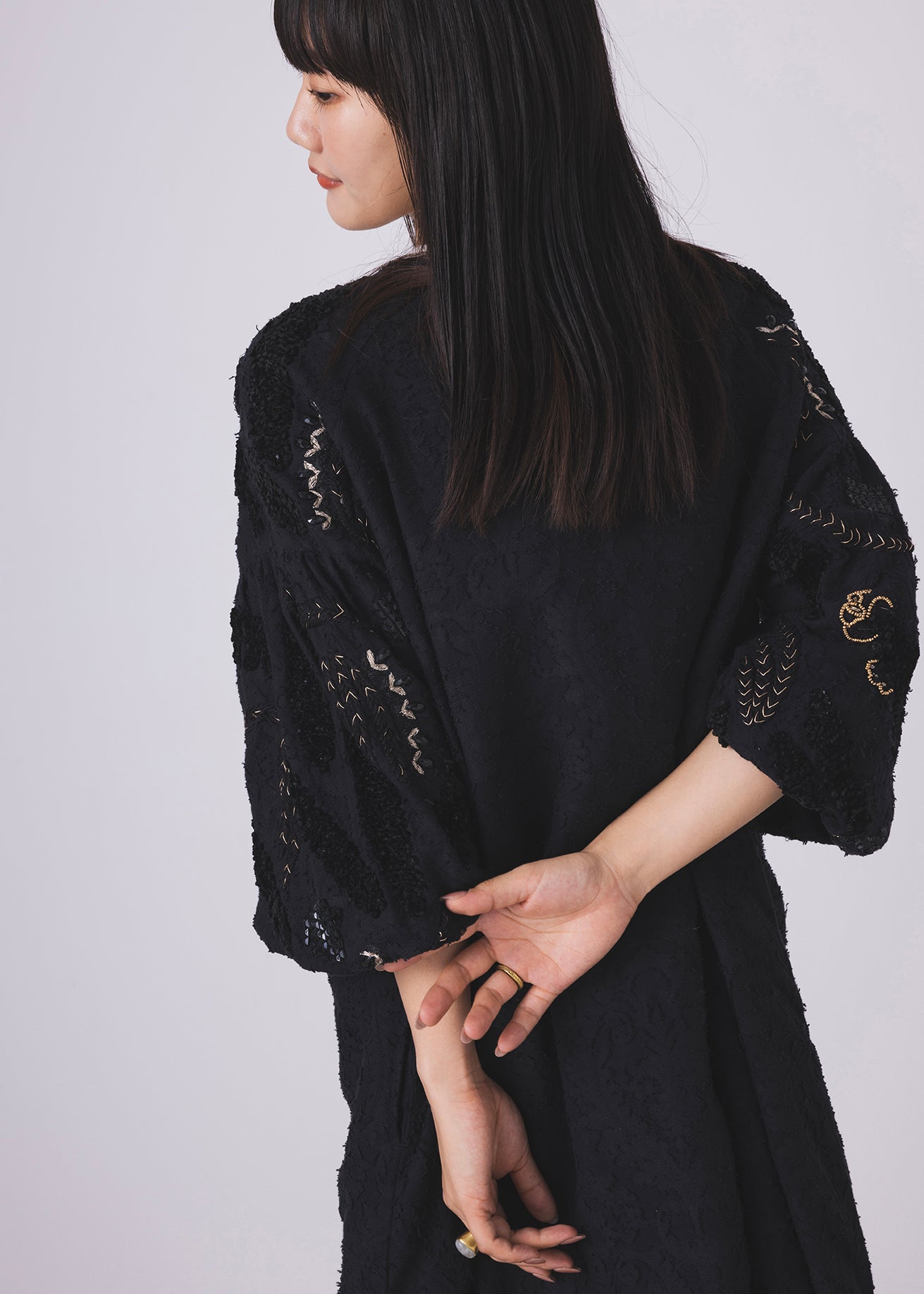 テクニカル刺繍ジャガードワンピース(6255-396)