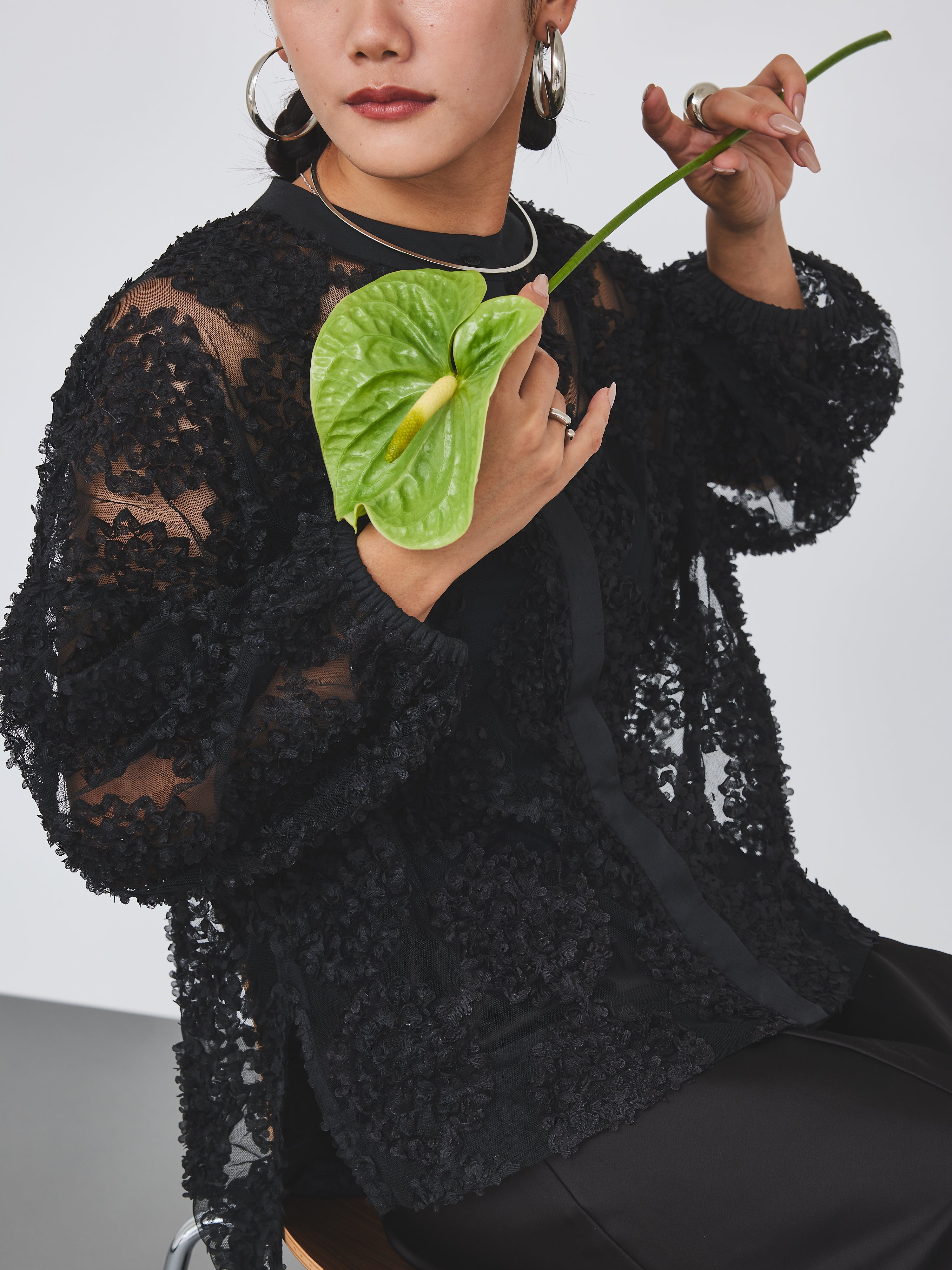 【先行予約】メッシュ刺繍レースブラウス(6259-482/6265-572)