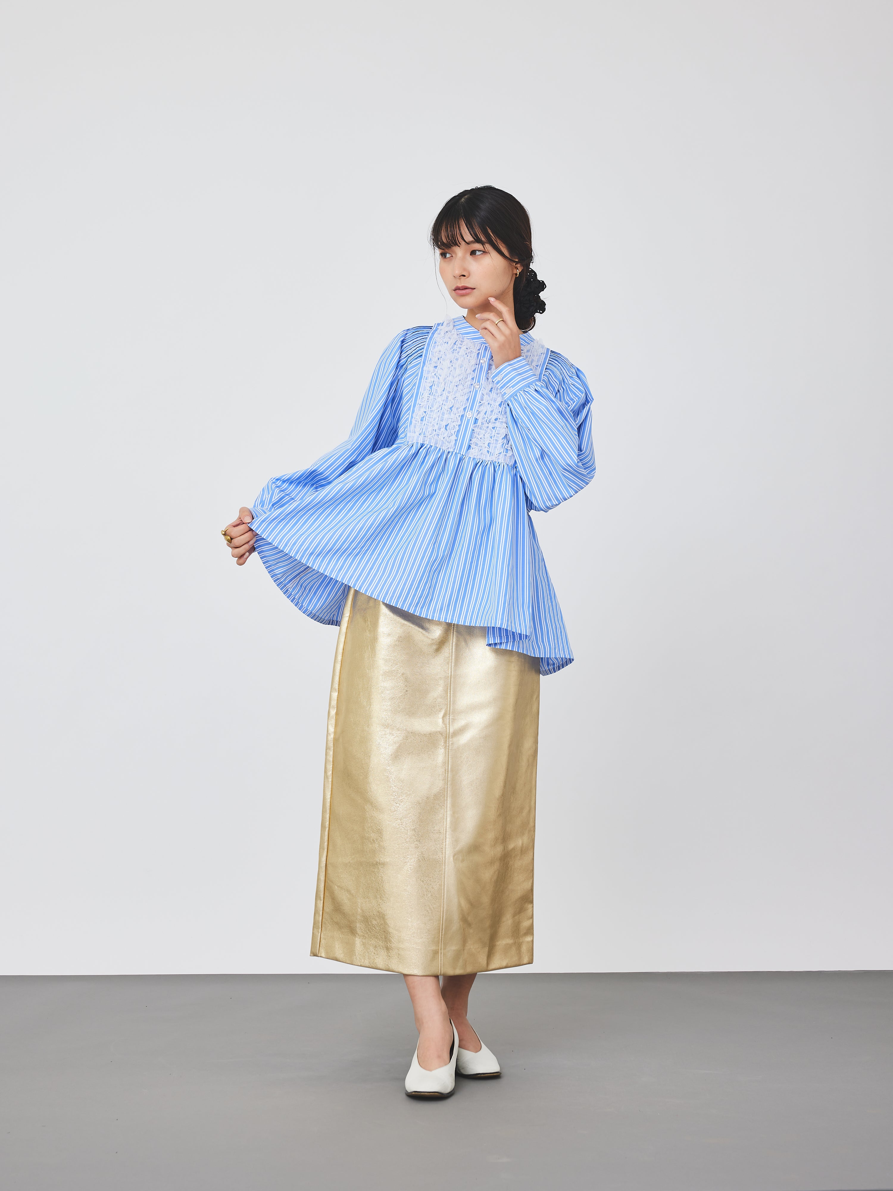 ストライプメッシュブラウス(6259-475)