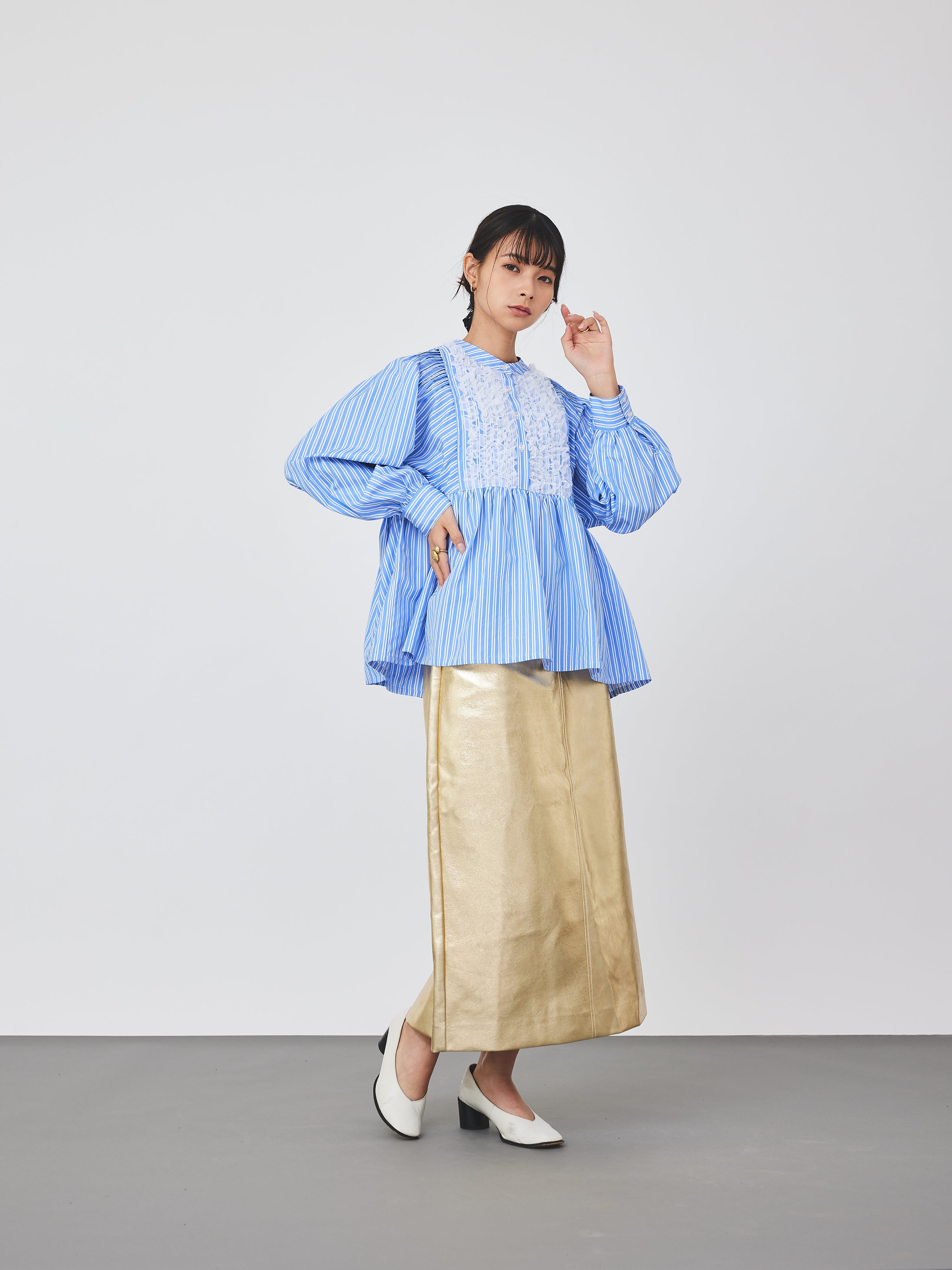 ストライプメッシュブラウス(6259-475)