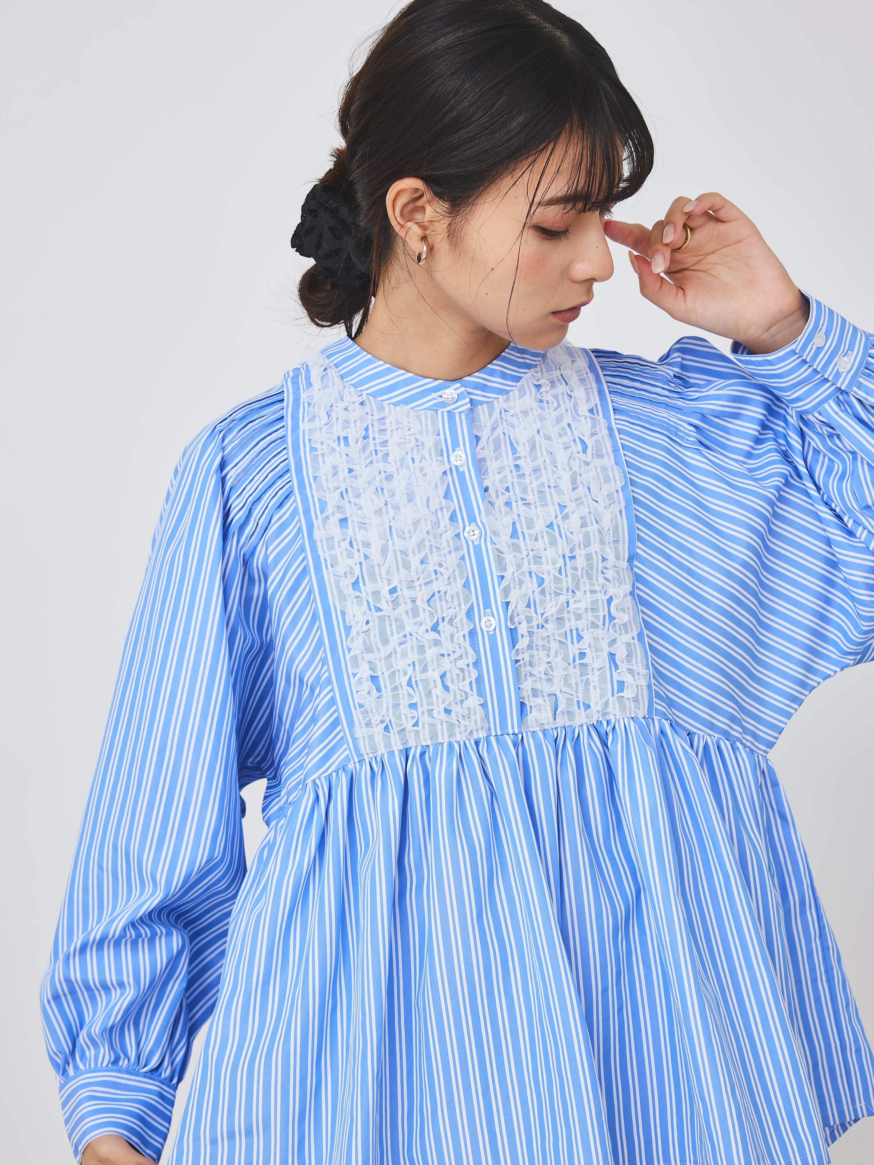 ストライプメッシュブラウス(6259-475)