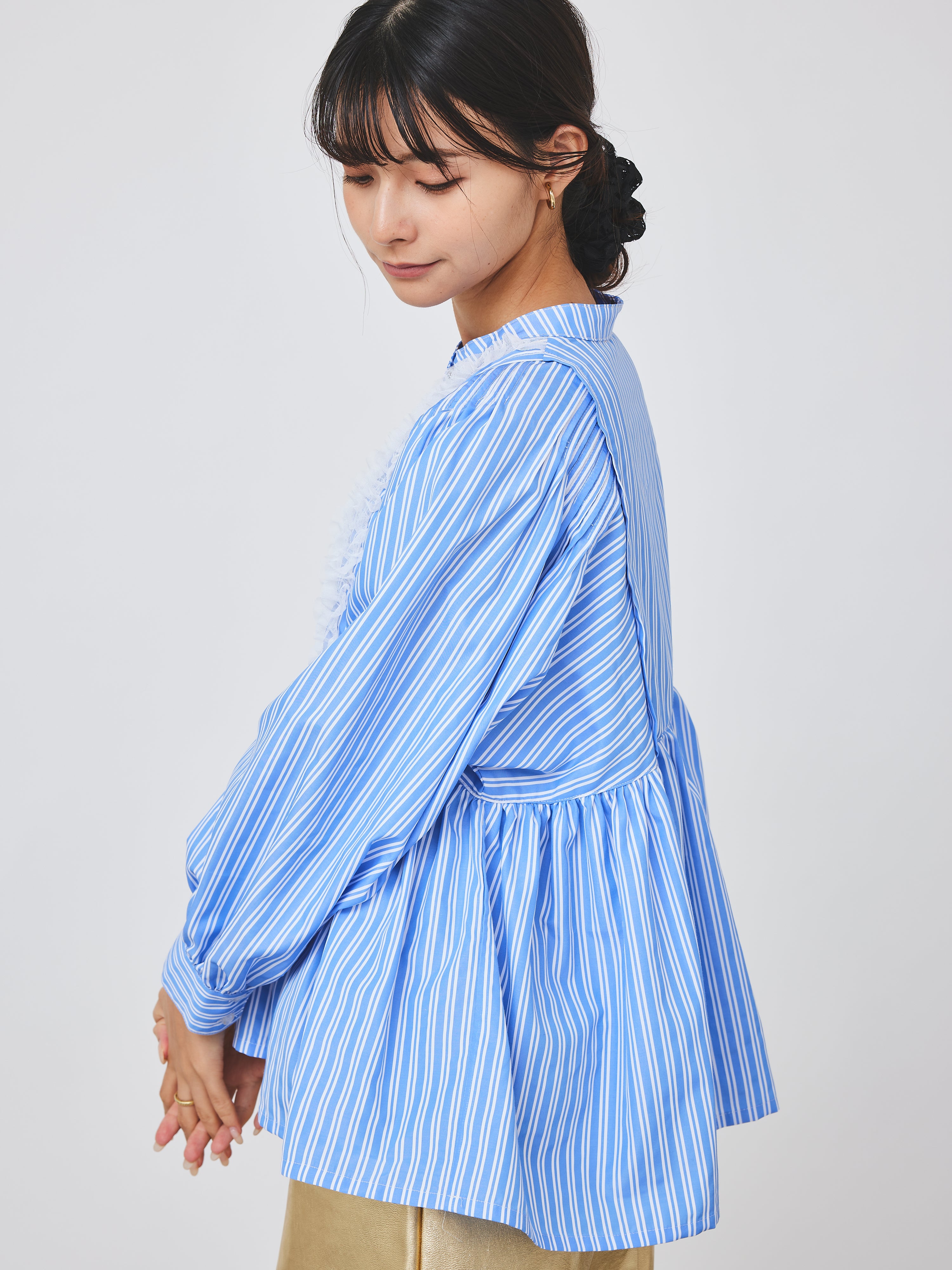 ストライプメッシュブラウス(6259-475)