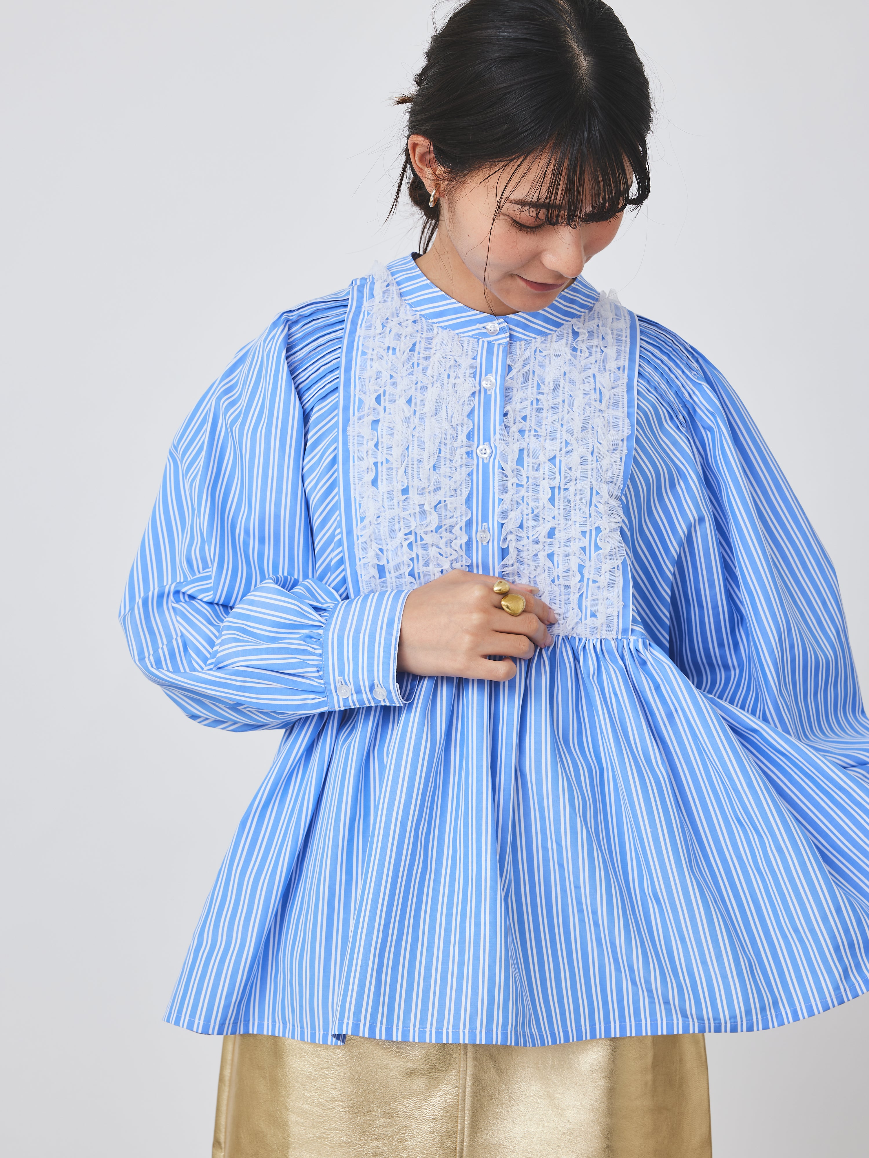 ストライプメッシュブラウス(6259-475)
