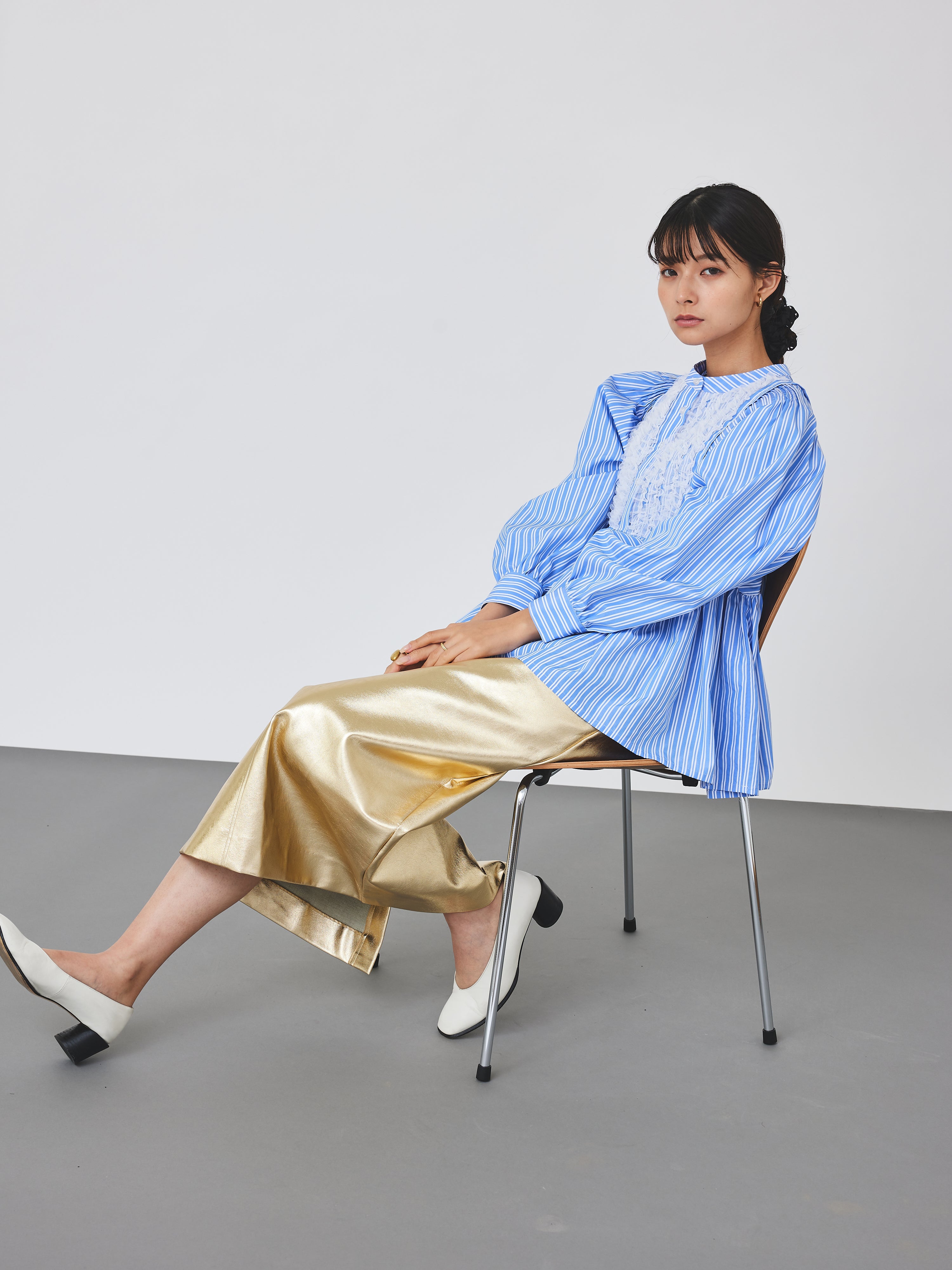 ストライプメッシュブラウス(6259-475)