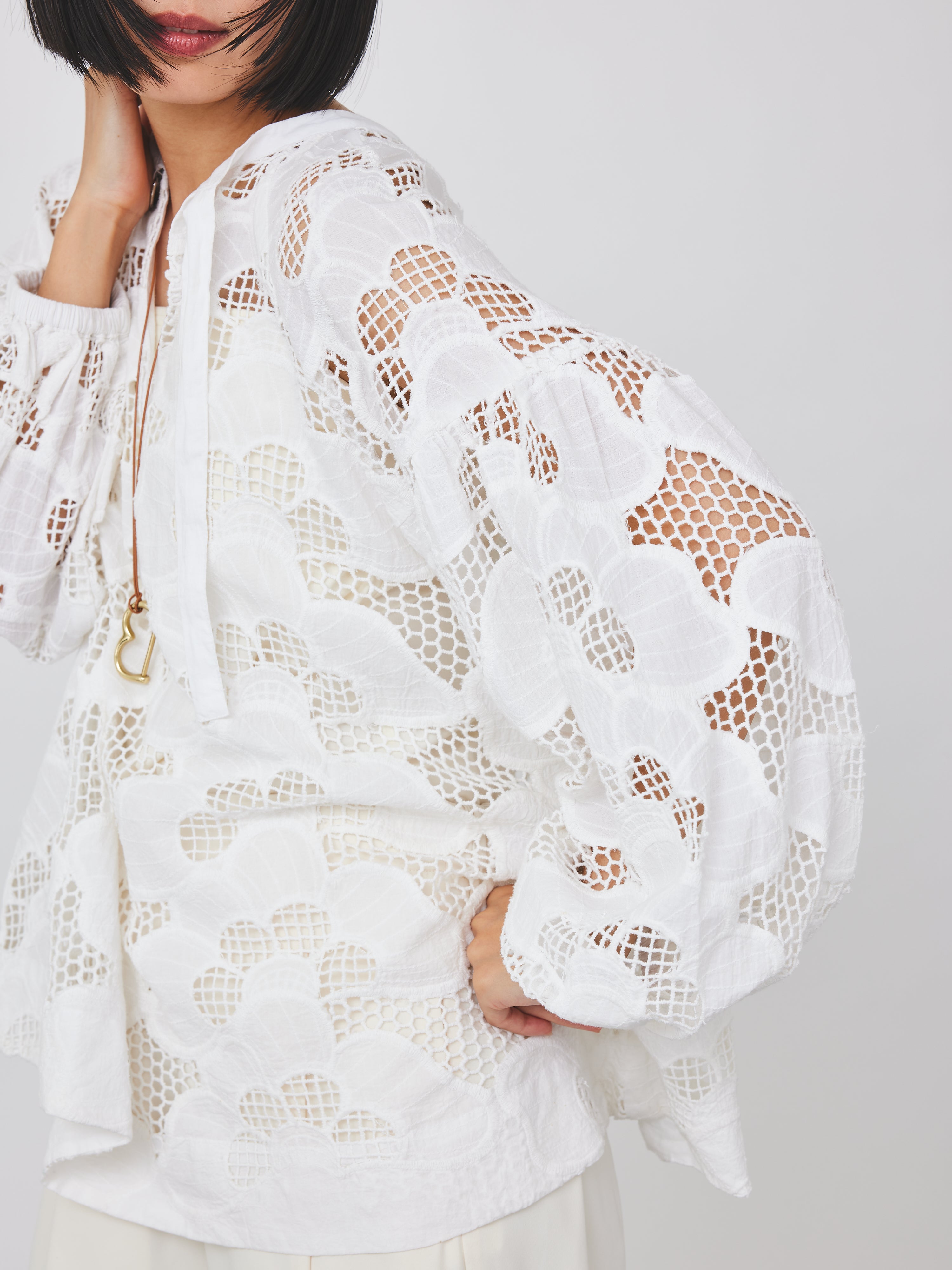 カットワークレースブラウス(6259-529)