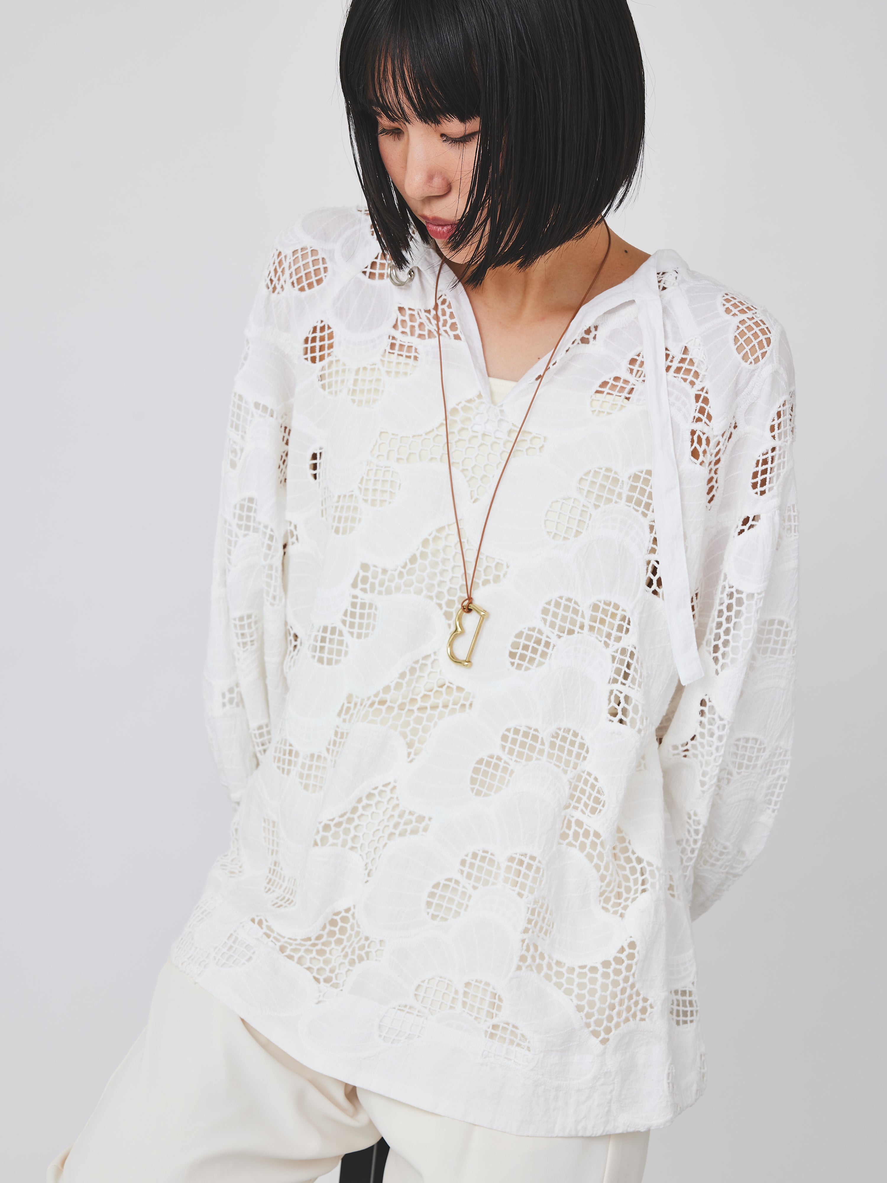 カットワークレースブラウス(6259-529)