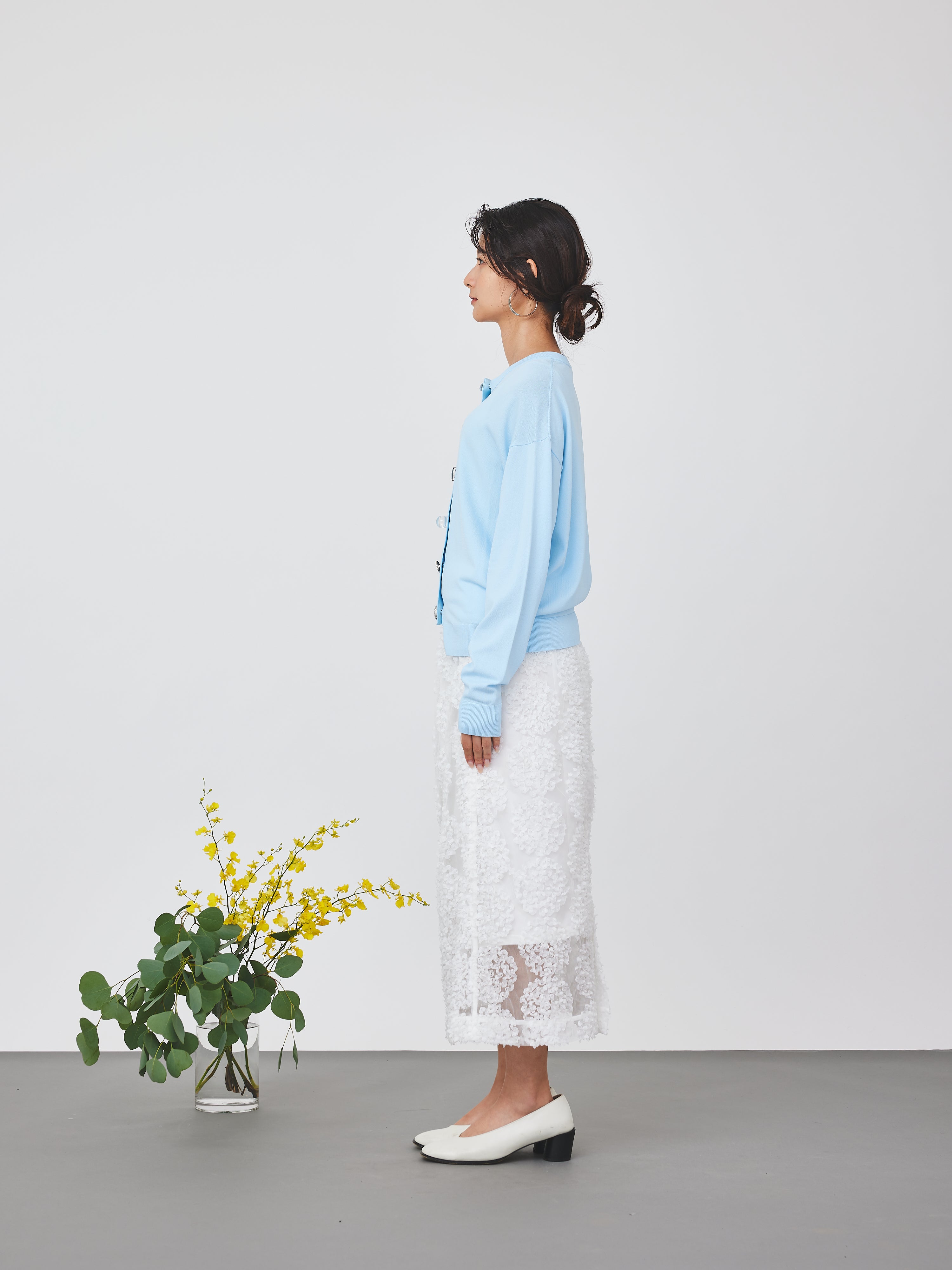 メッシュ刺繍Iラインスカート(6259-483)