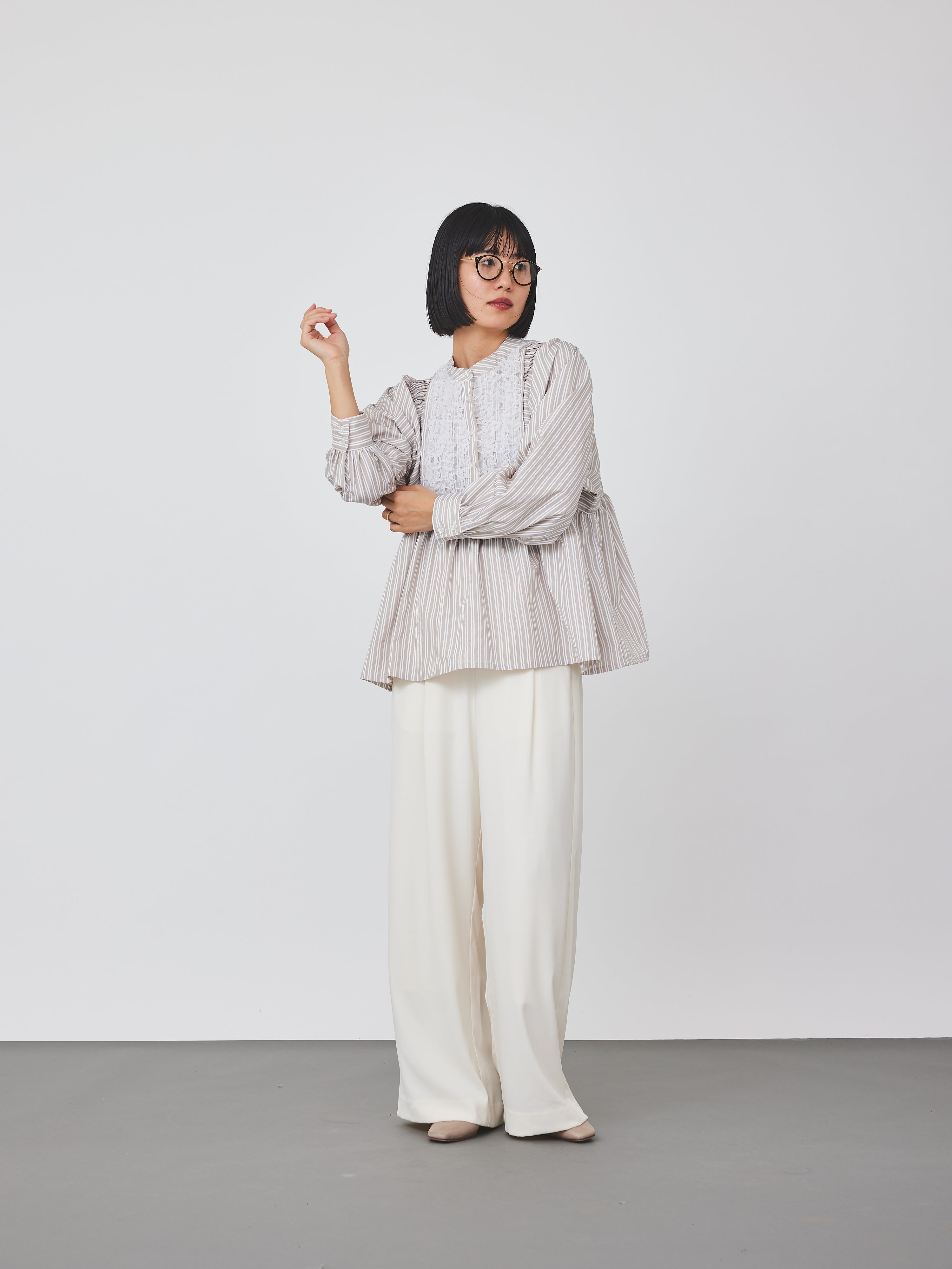 ストライプメッシュブラウス(6259-475)