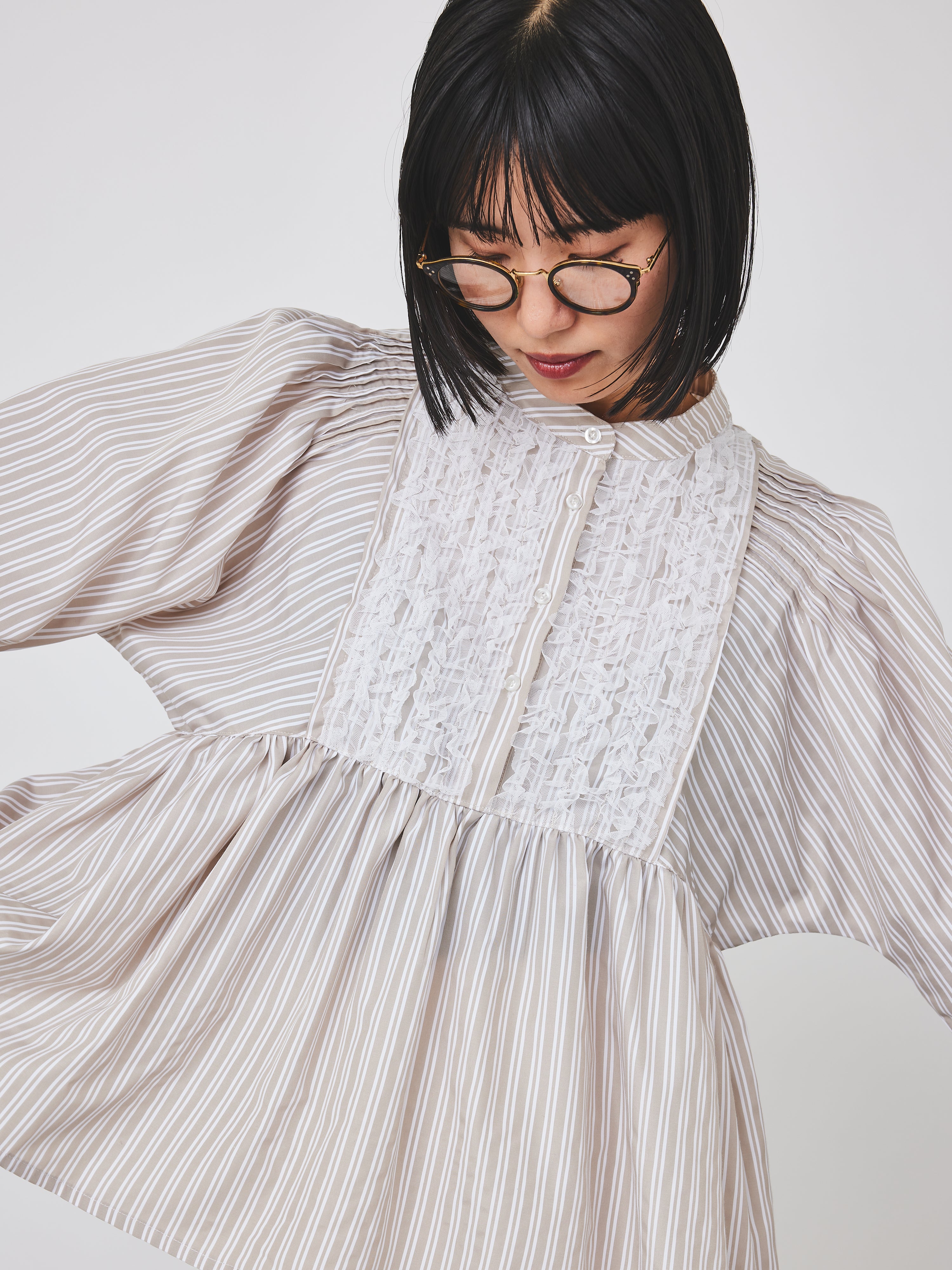 ストライプメッシュブラウス(6259-475)