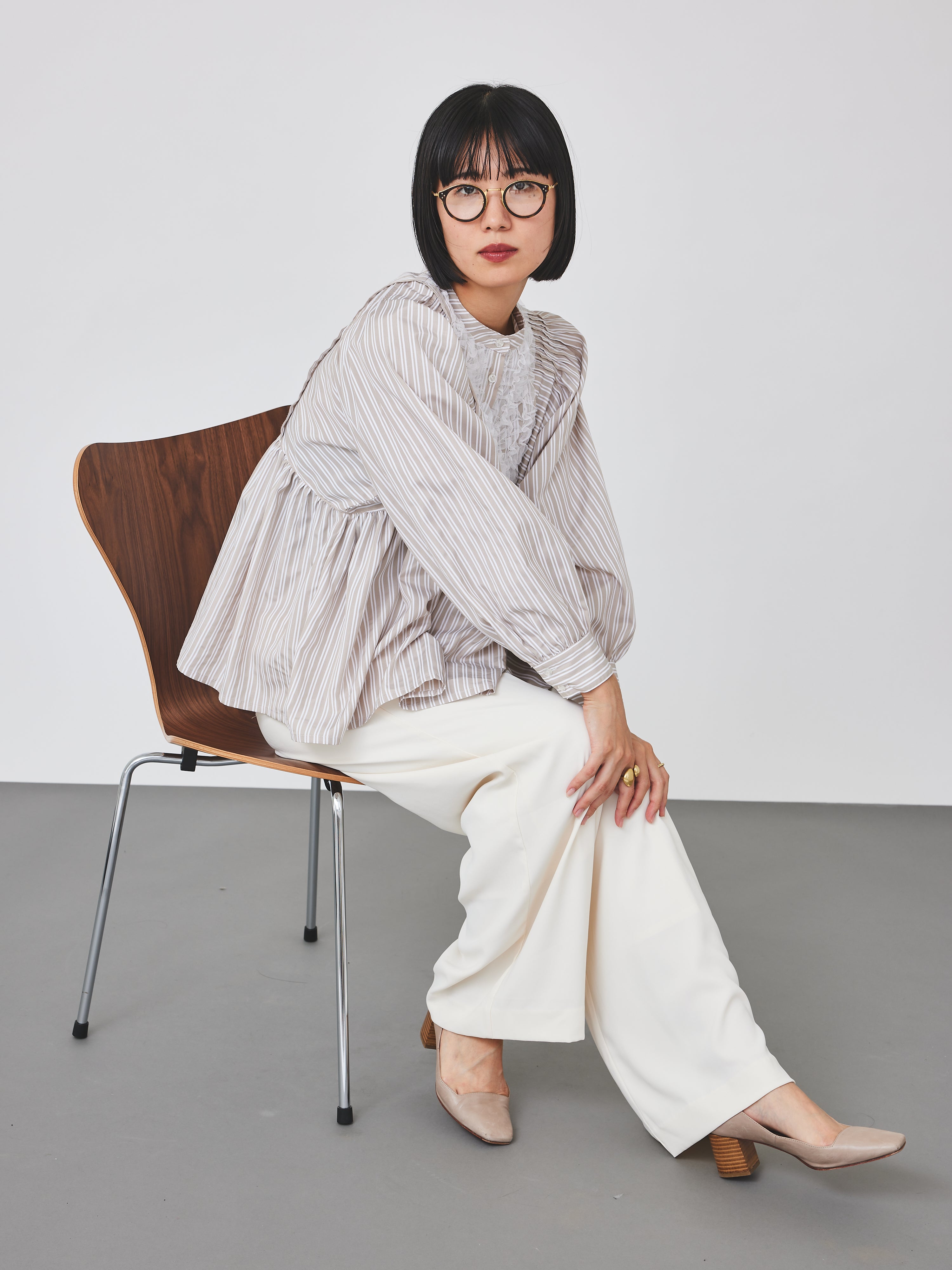 ストライプメッシュブラウス(6259-475)