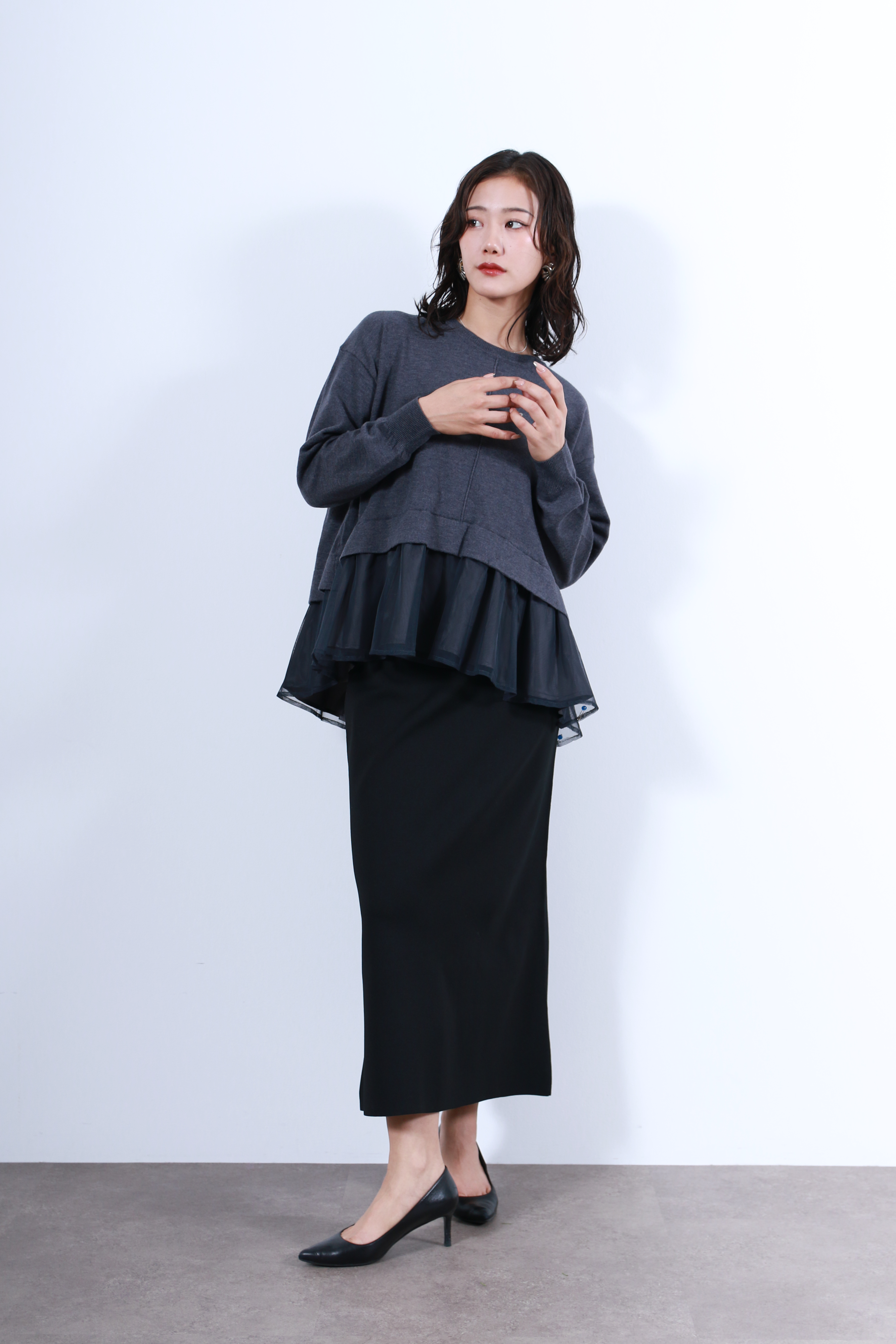 裾チュールニットトップス(6263-509)