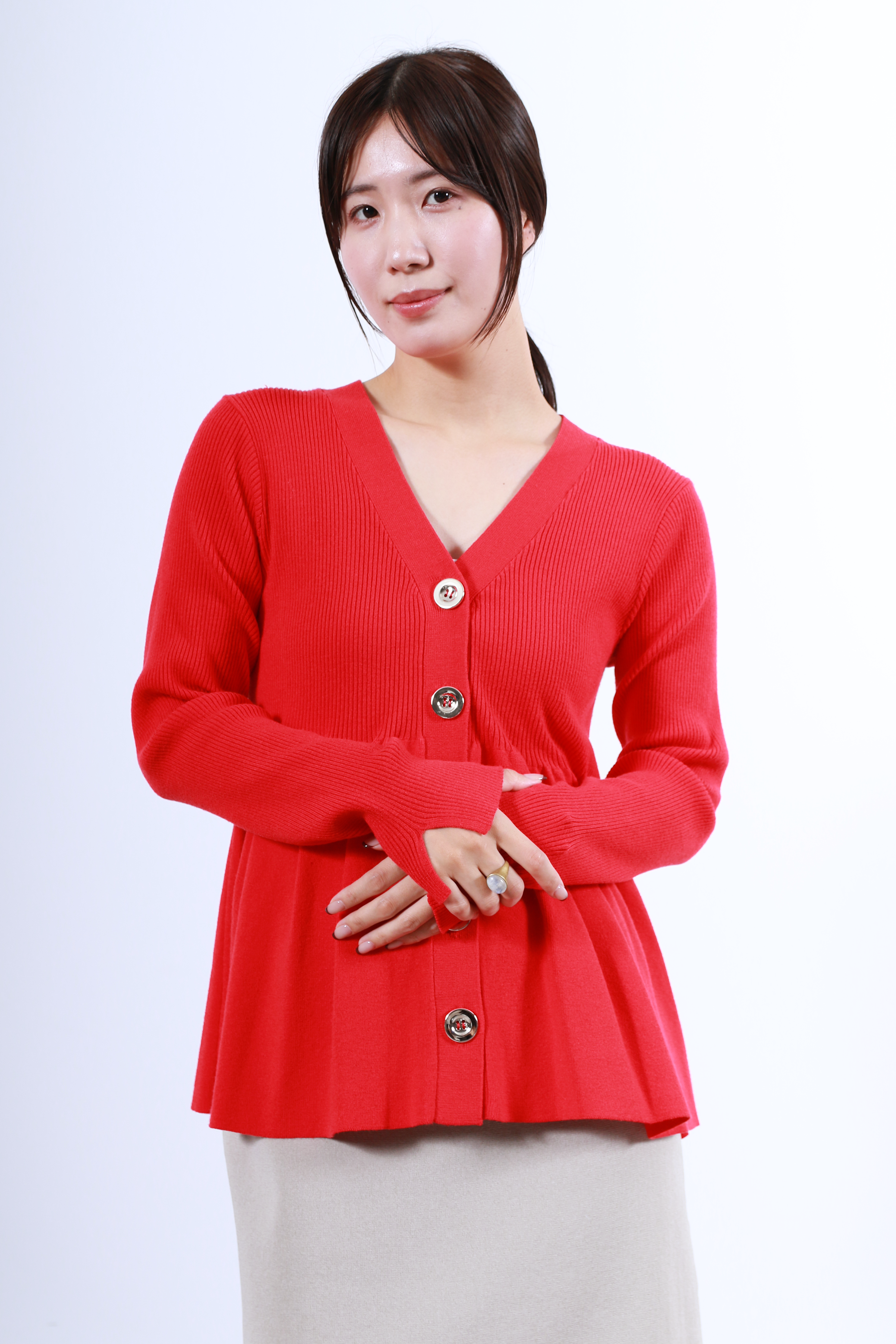 リブニットフレアカーディガン(6263-506)