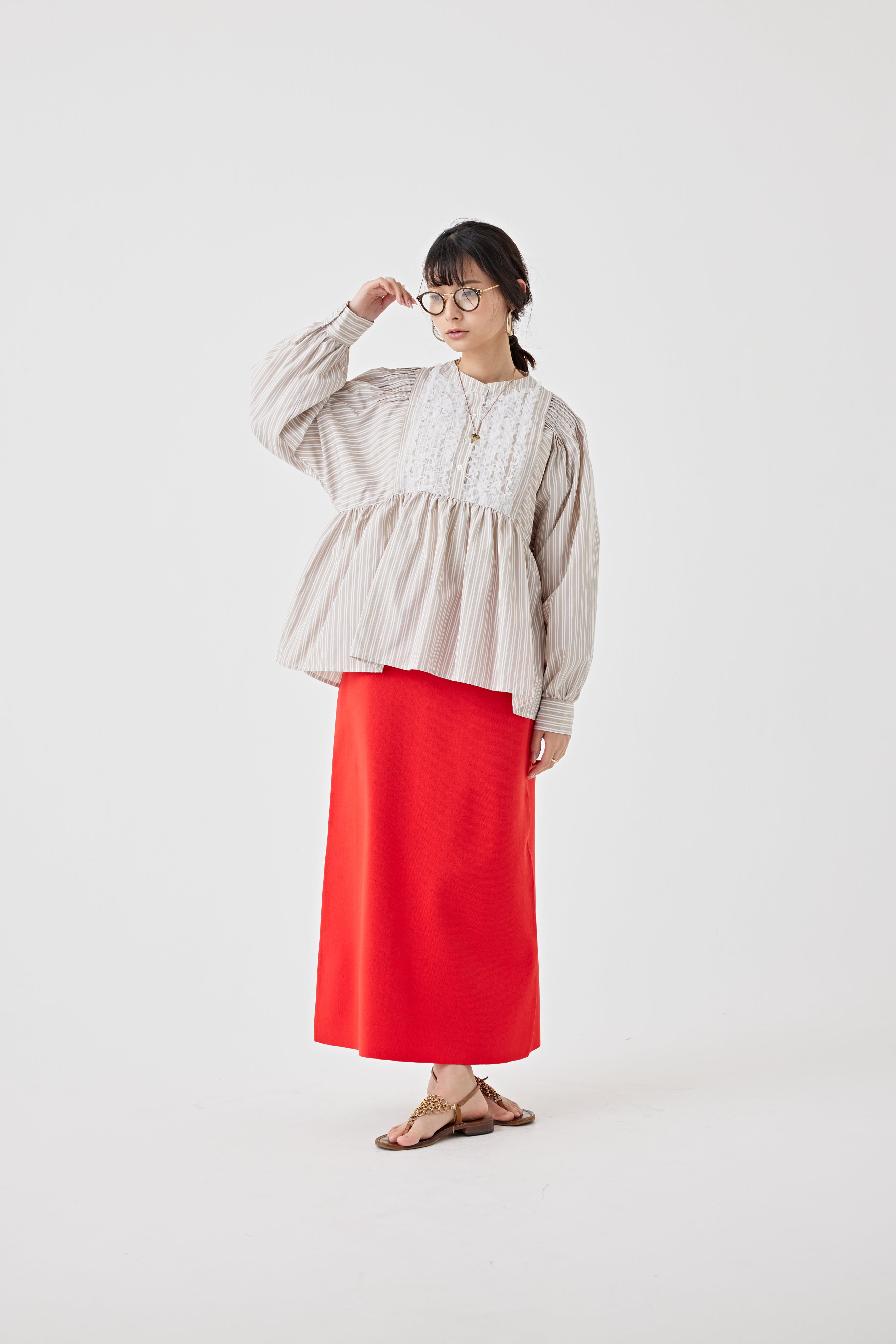 ストライプメッシュブラウス(6259-475)