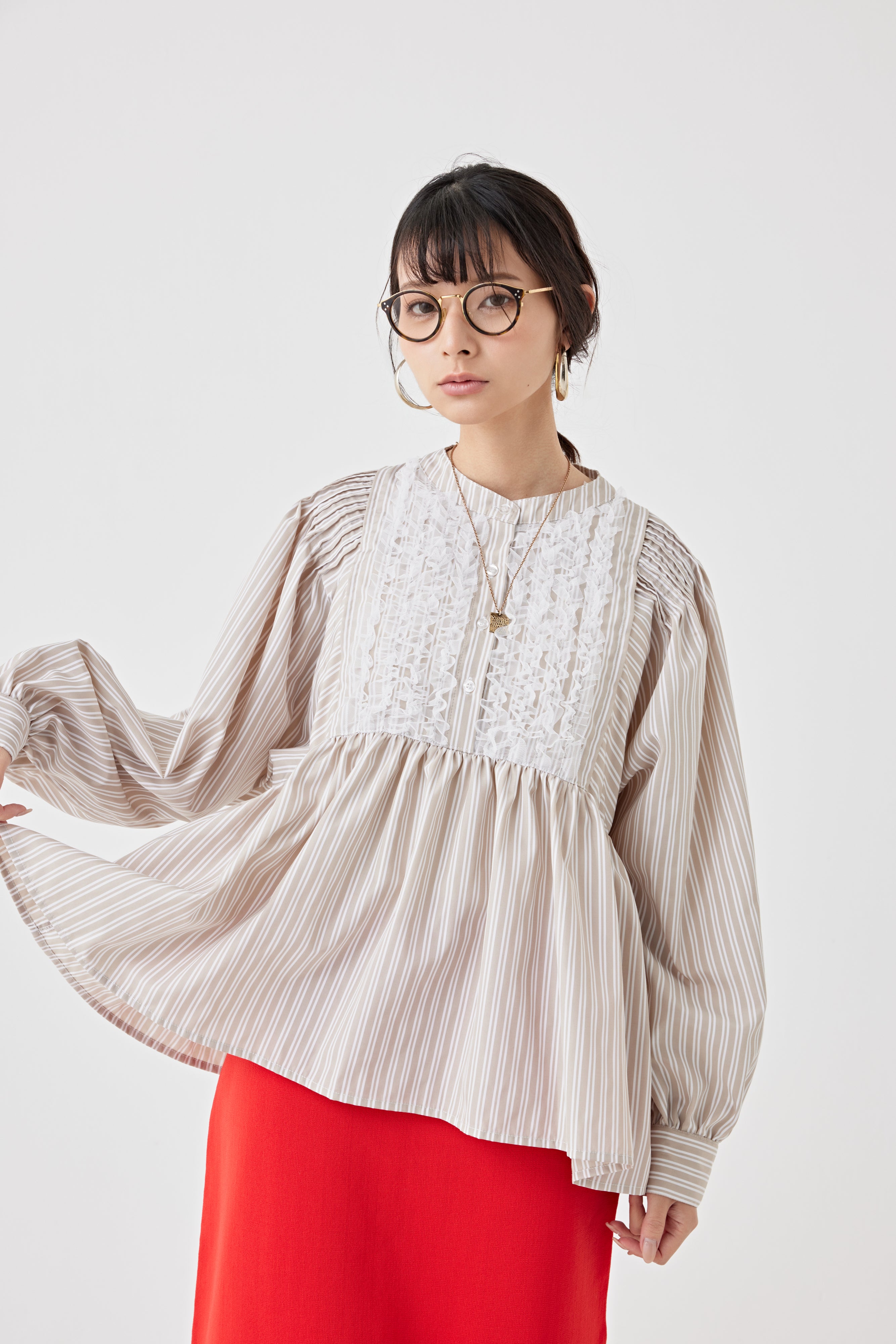 ストライプメッシュブラウス(6259-475)