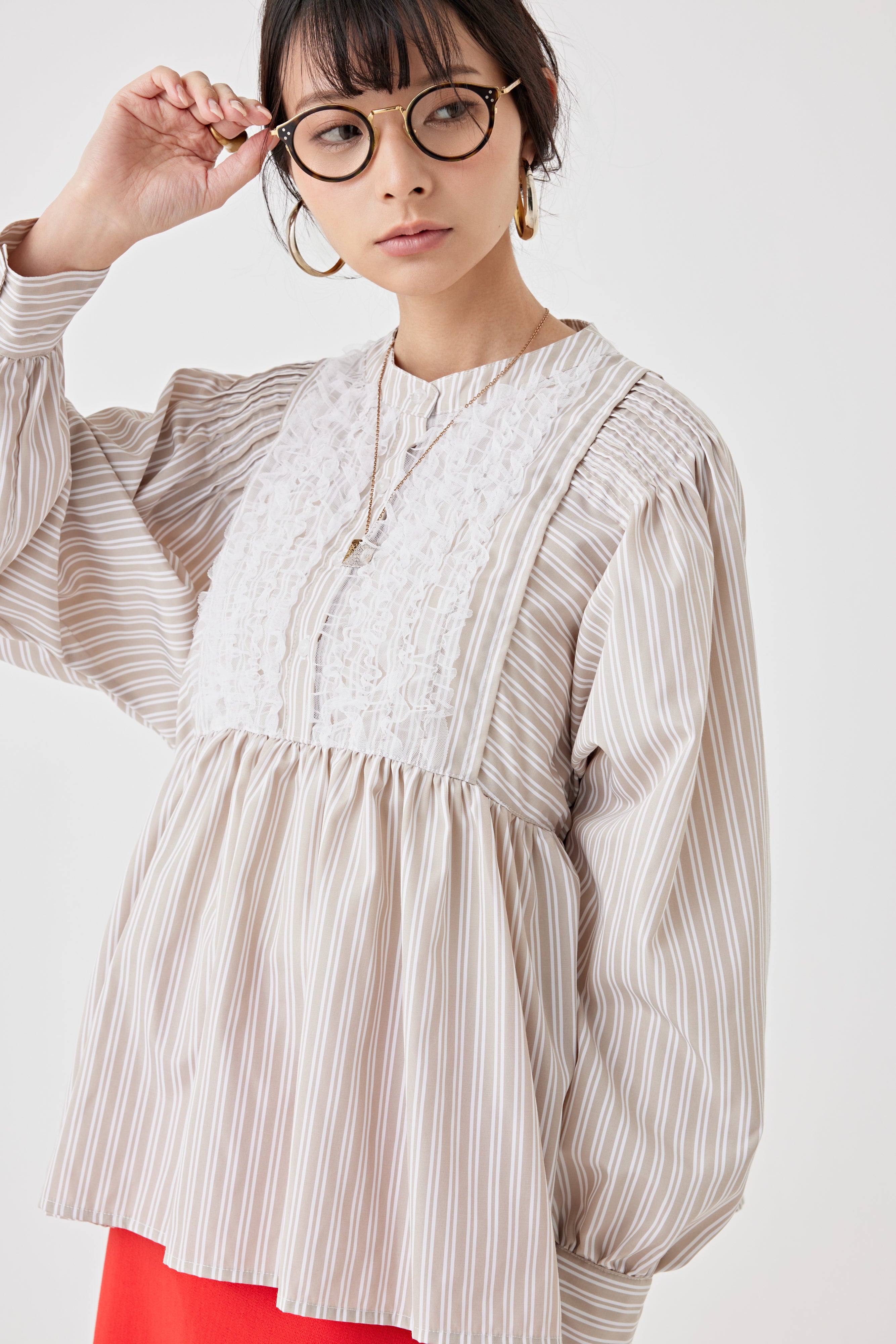 ストライプメッシュブラウス(6259-475)