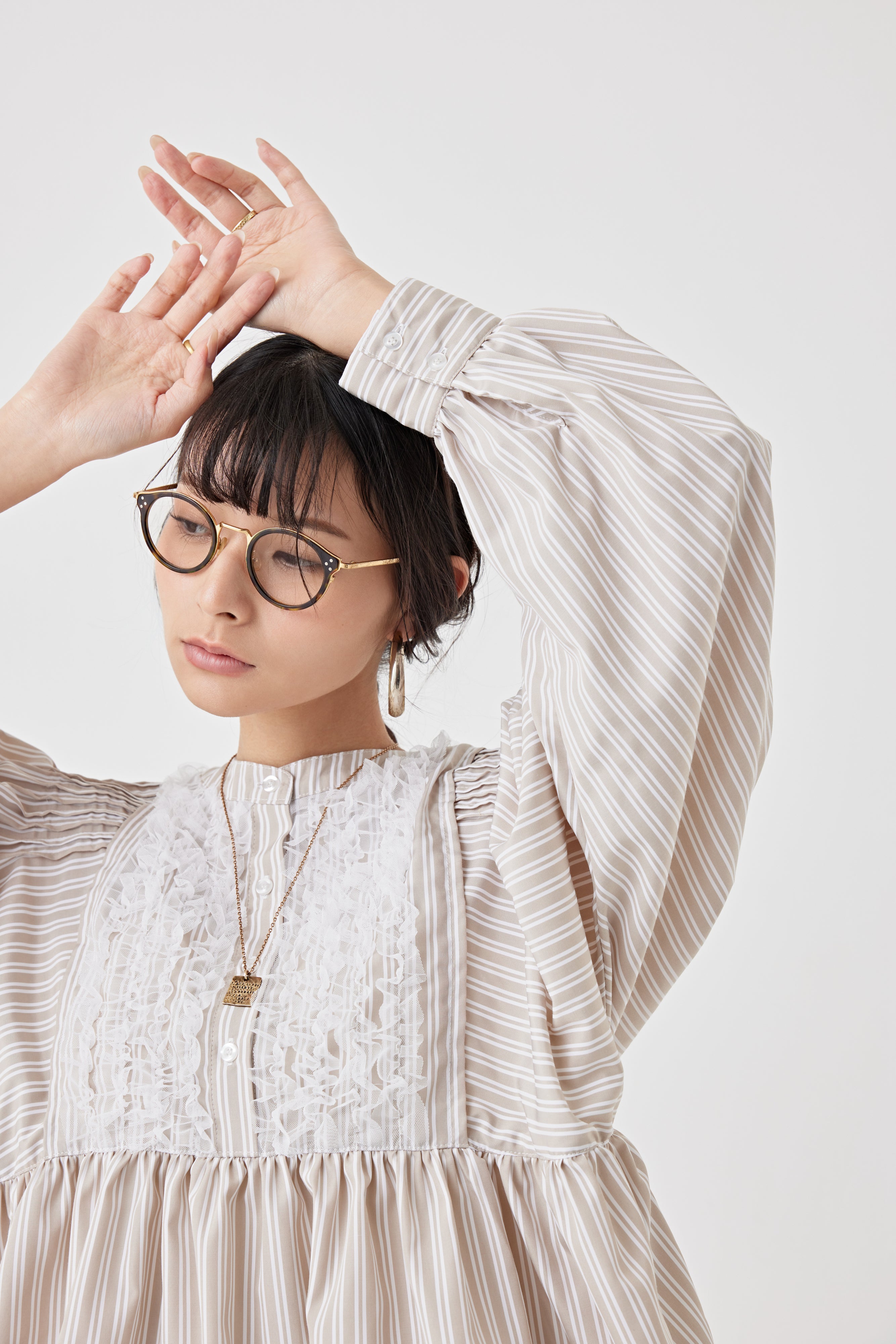 ストライプメッシュブラウス(6259-475)