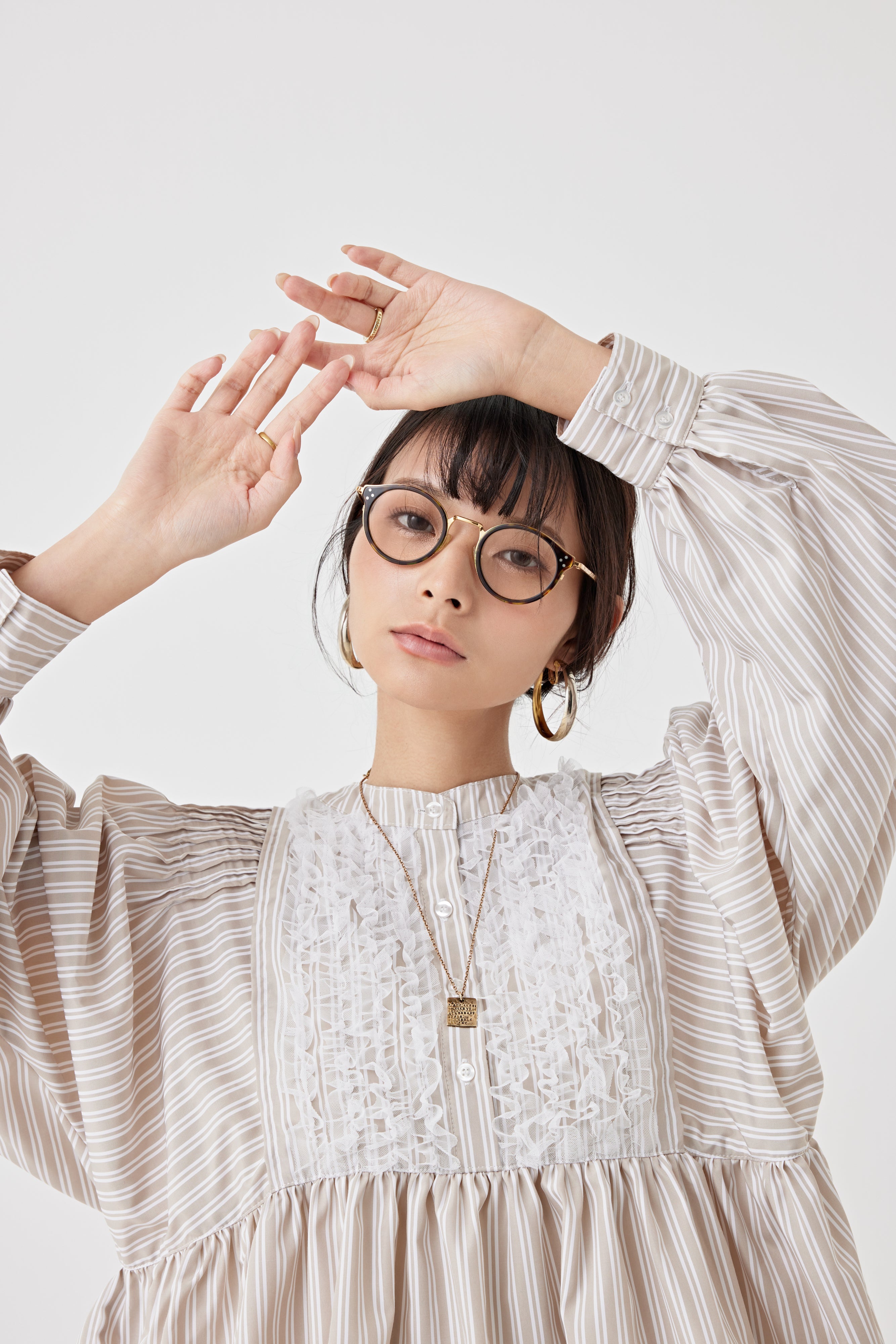 ストライプメッシュブラウス(6259-475)