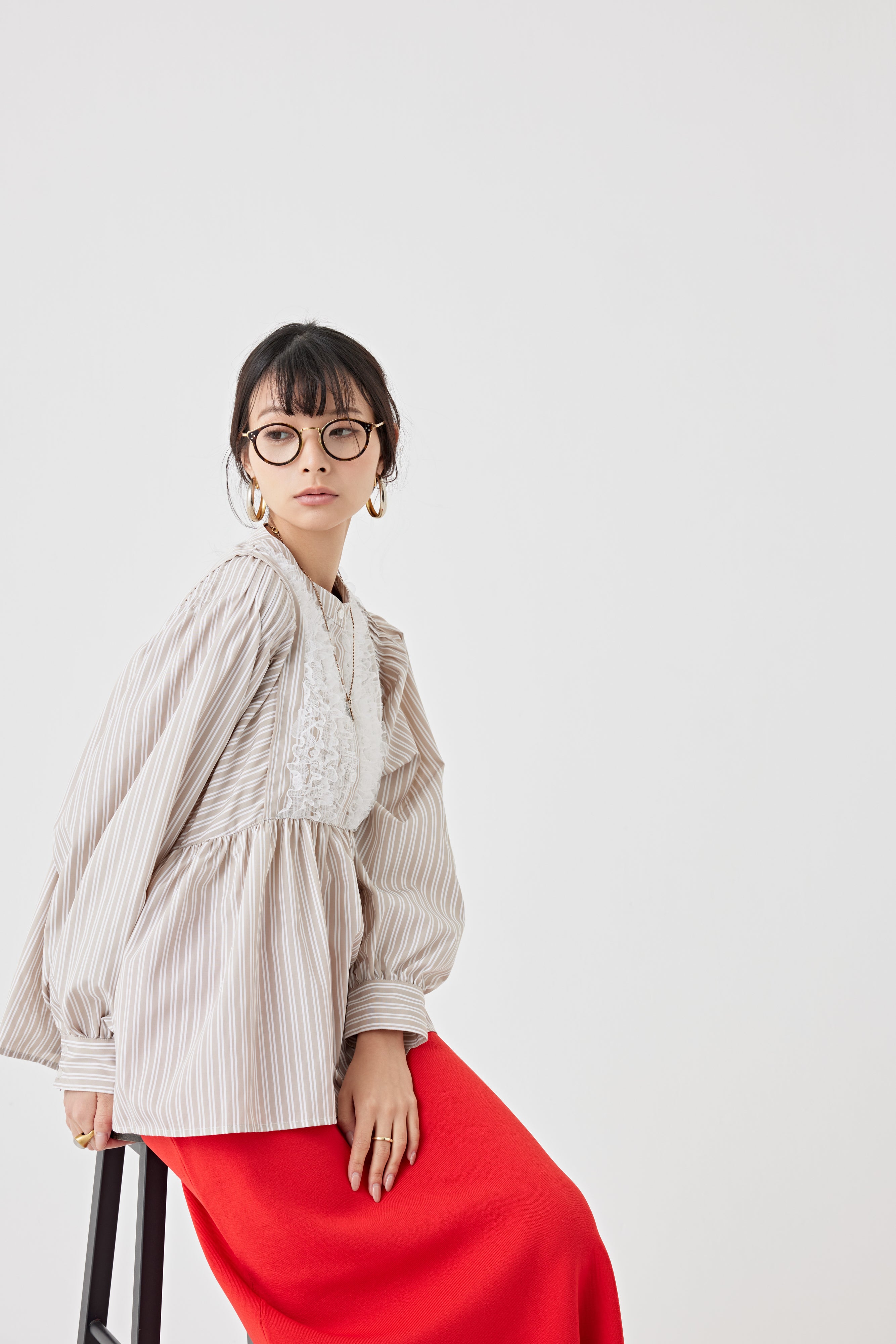 ストライプメッシュブラウス(6259-475)