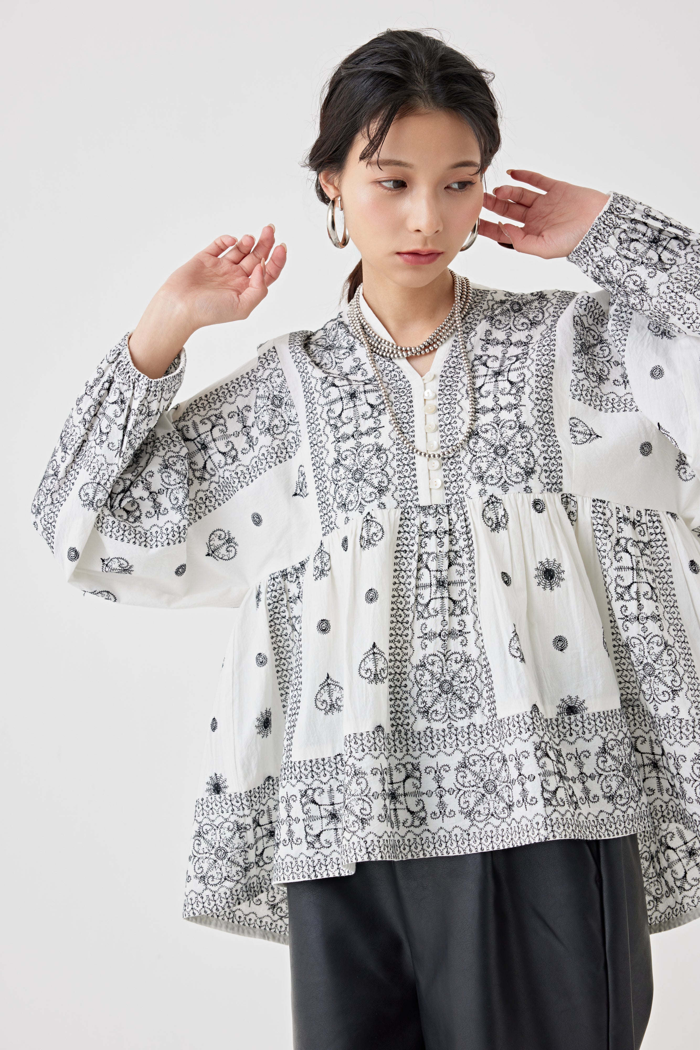 刺繍コットンブラウス(6251-541)