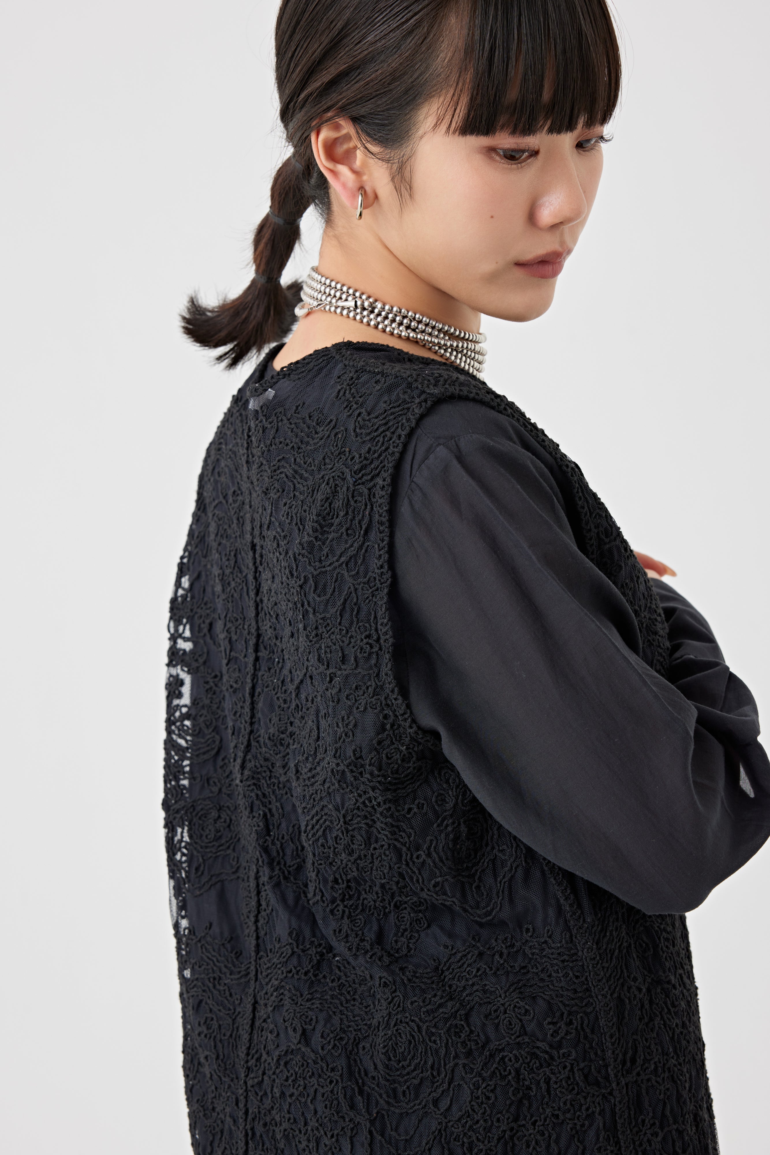 立体コード刺繍レース ベスト(6266-333)