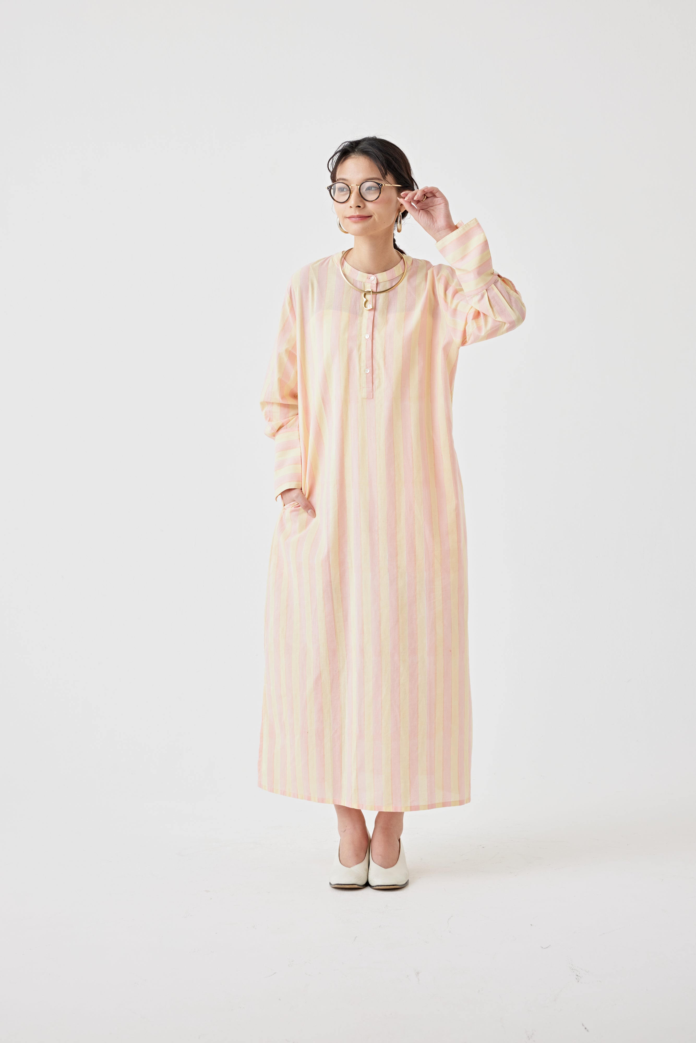 ストライプブロックプリントドレス(6259-527)