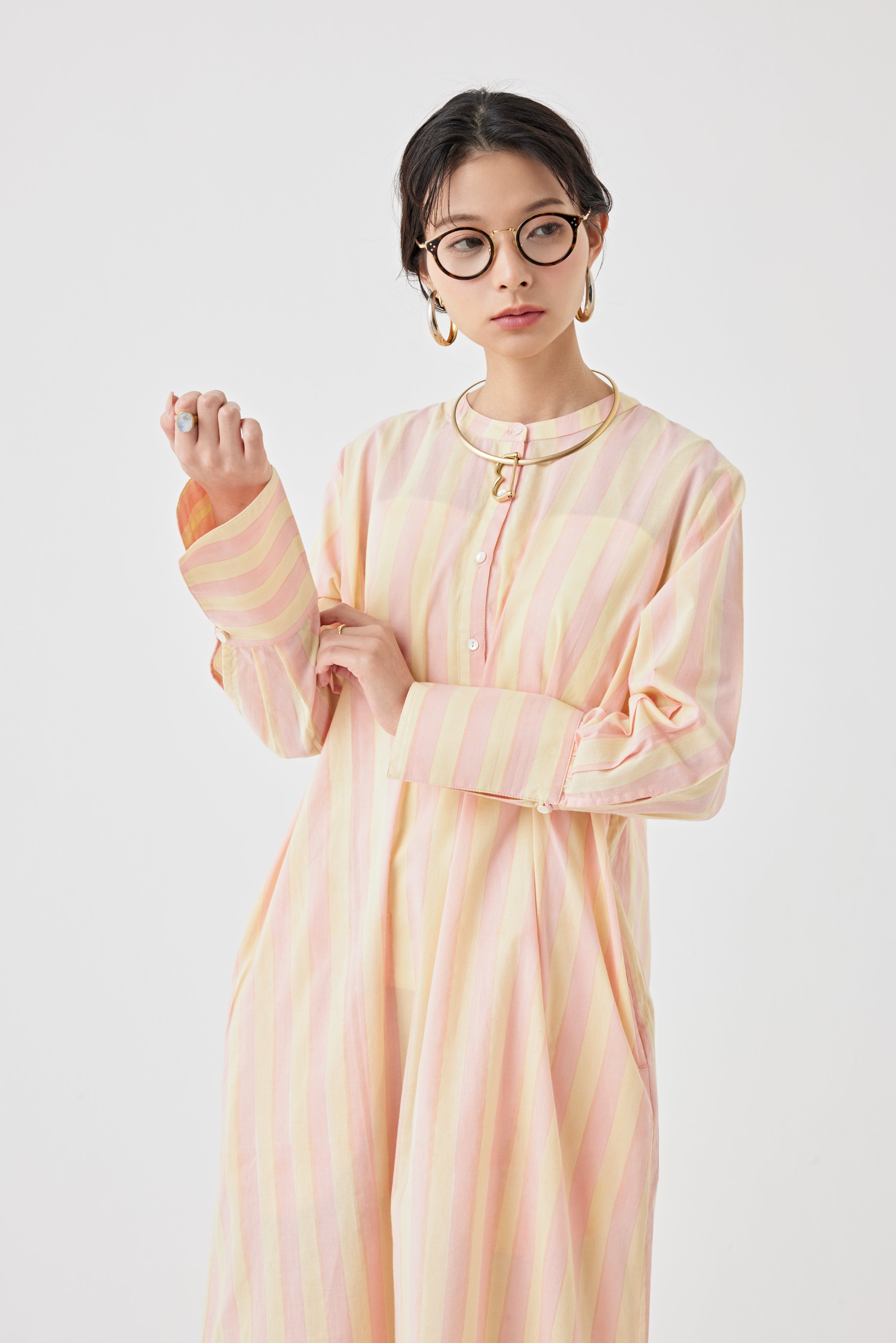 ストライプブロックプリントドレス(6259-527)