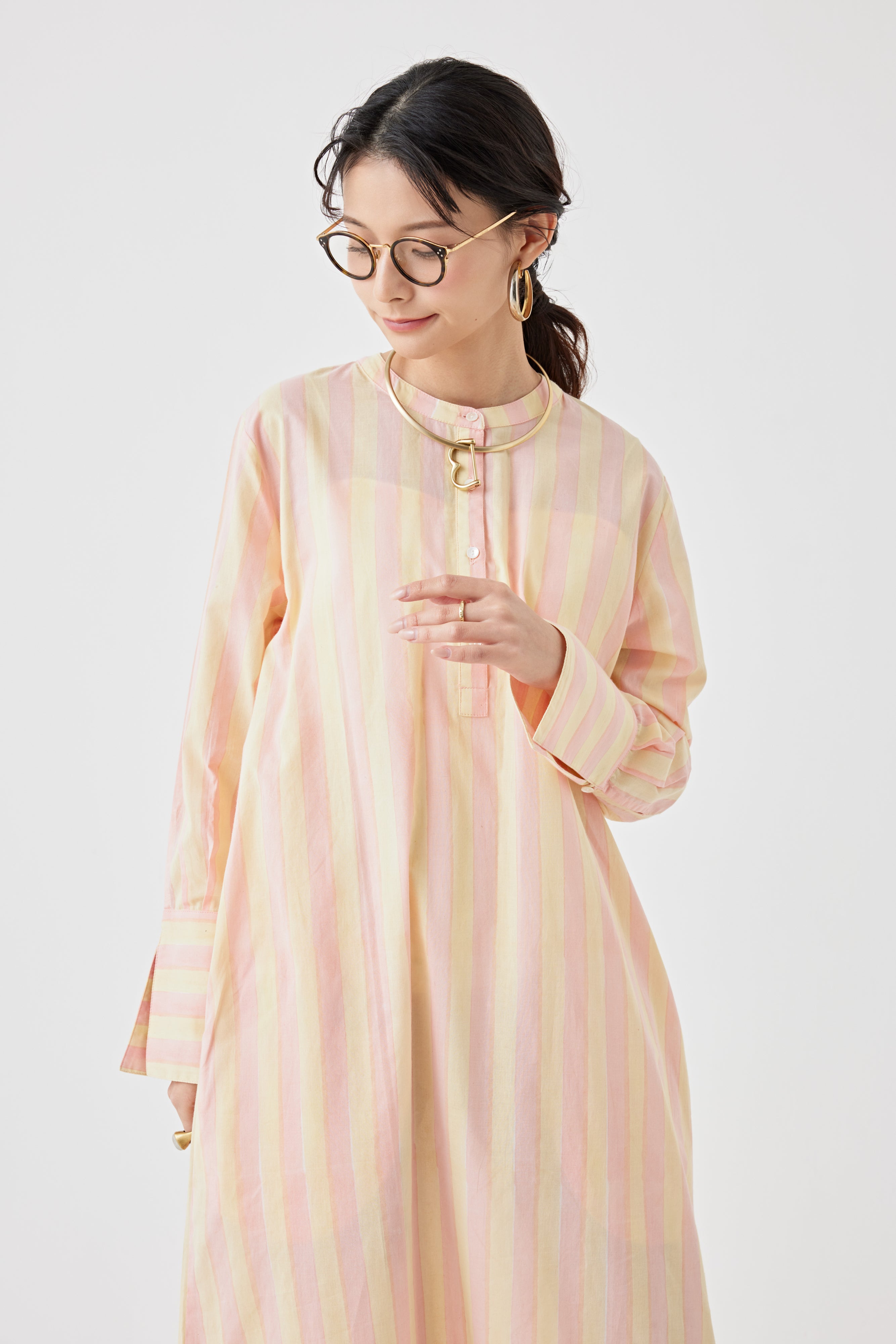 ストライプブロックプリントドレス(6259-527)