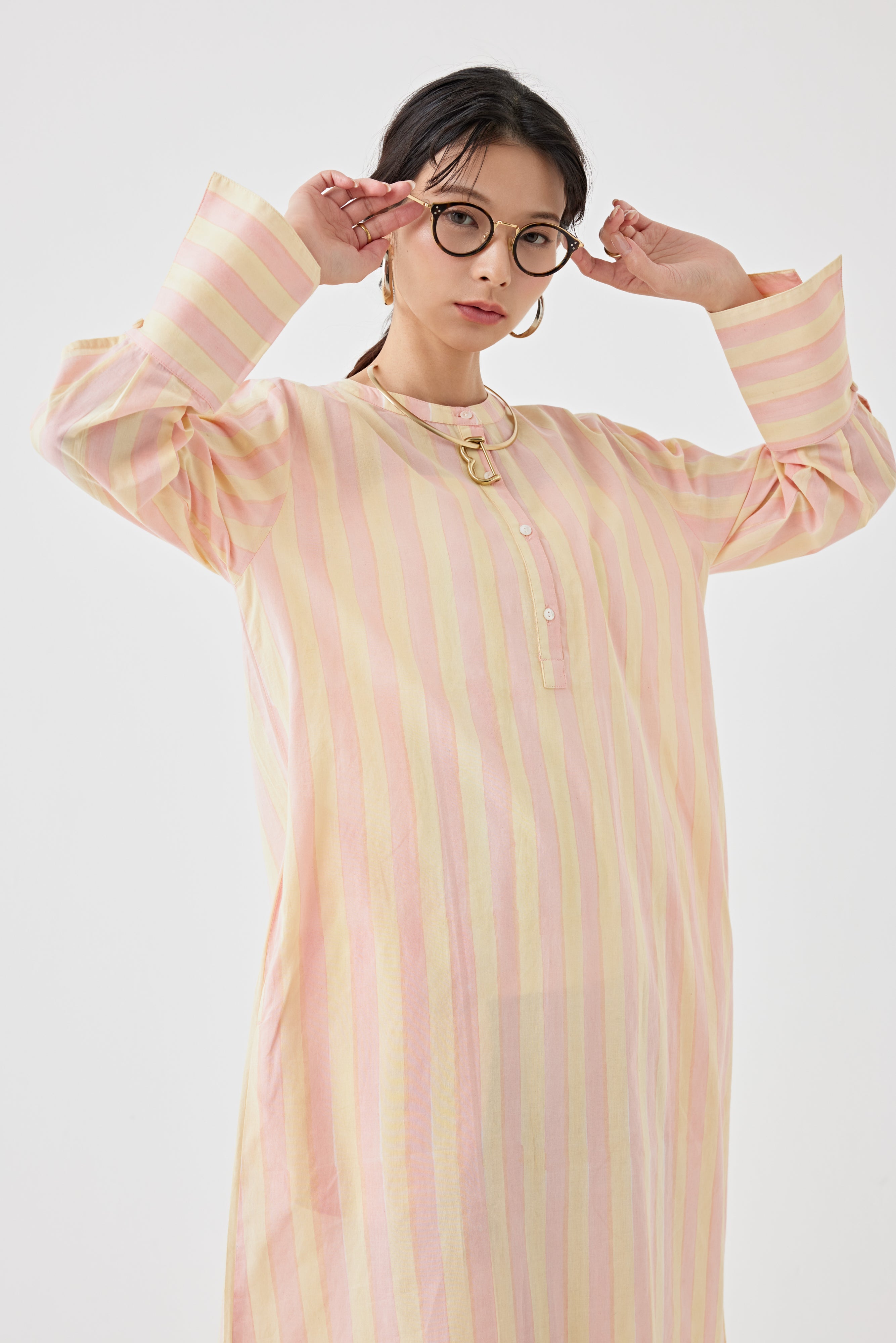 ストライプブロックプリントドレス(6259-527)