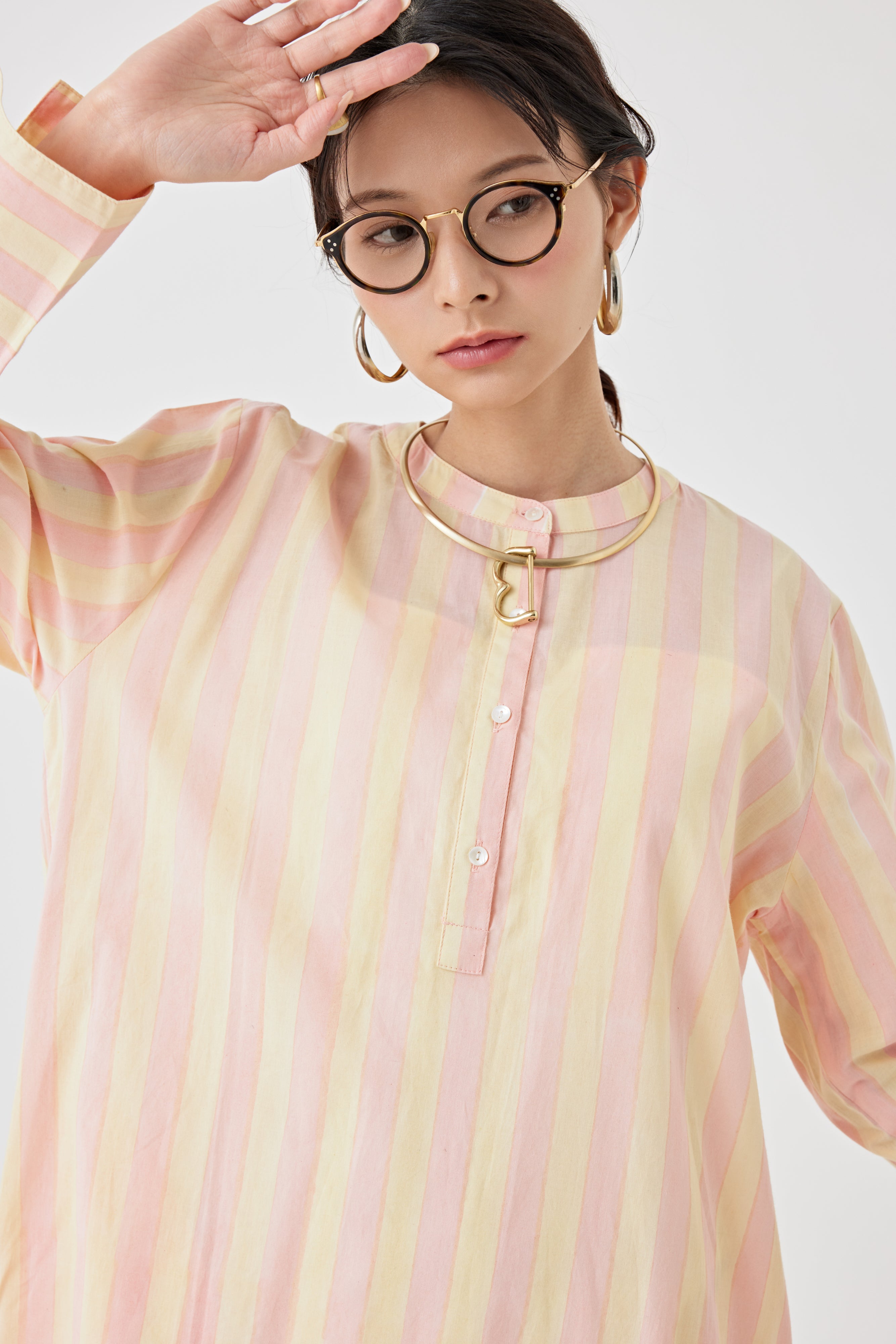 ストライプブロックプリントドレス(6259-527)