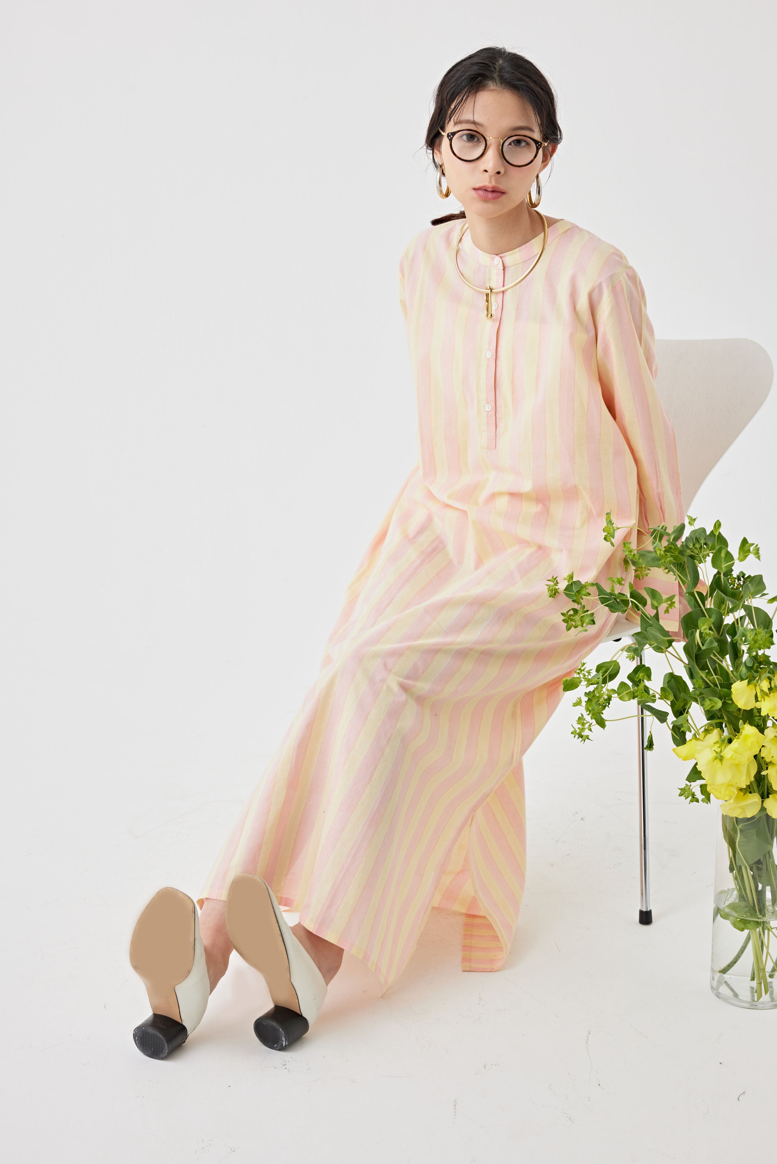 ストライプブロックプリントドレス(6259-527)