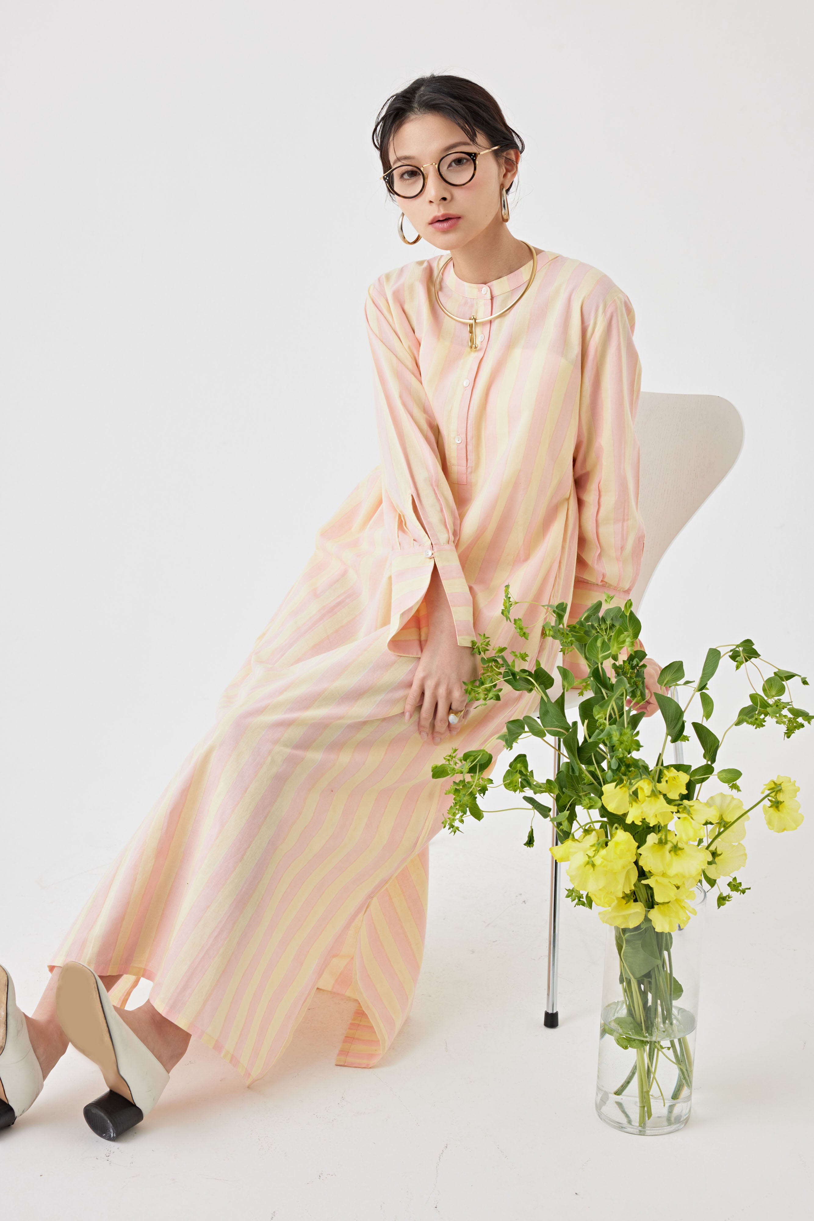 ストライプブロックプリントドレス(6259-527)