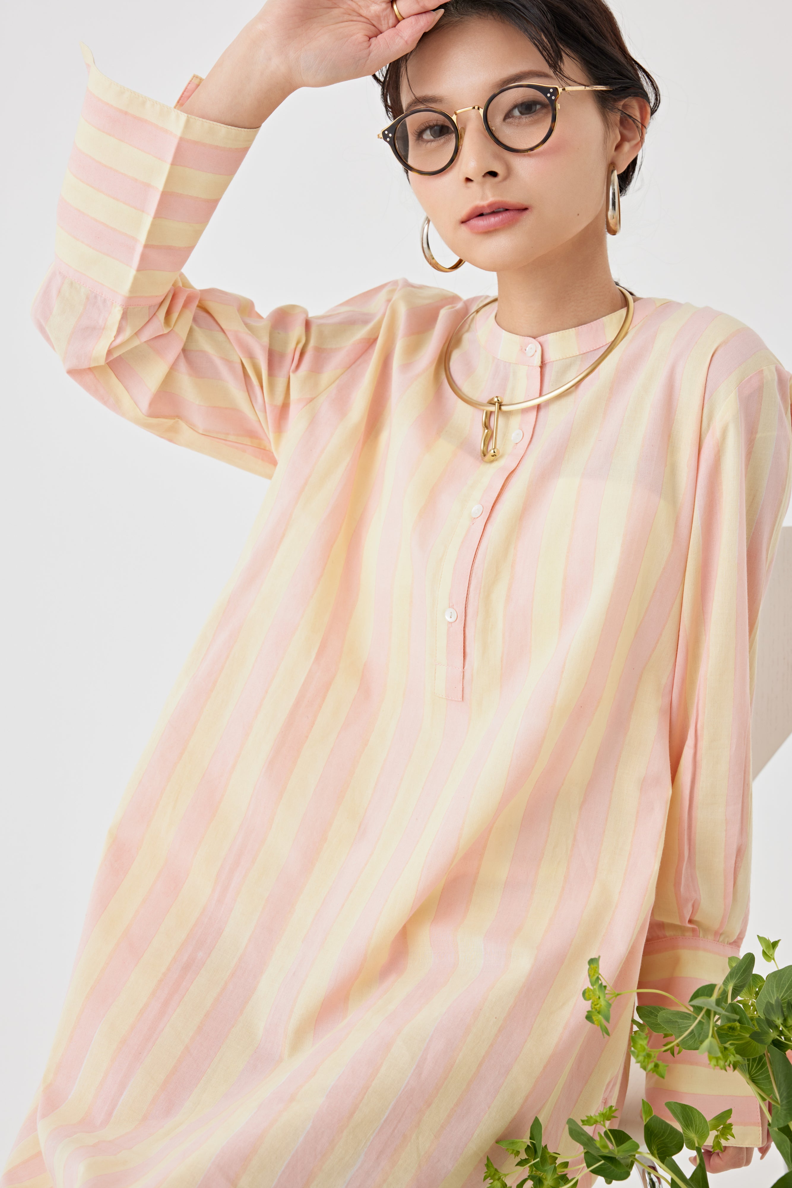 ストライプブロックプリントドレス(6259-527)