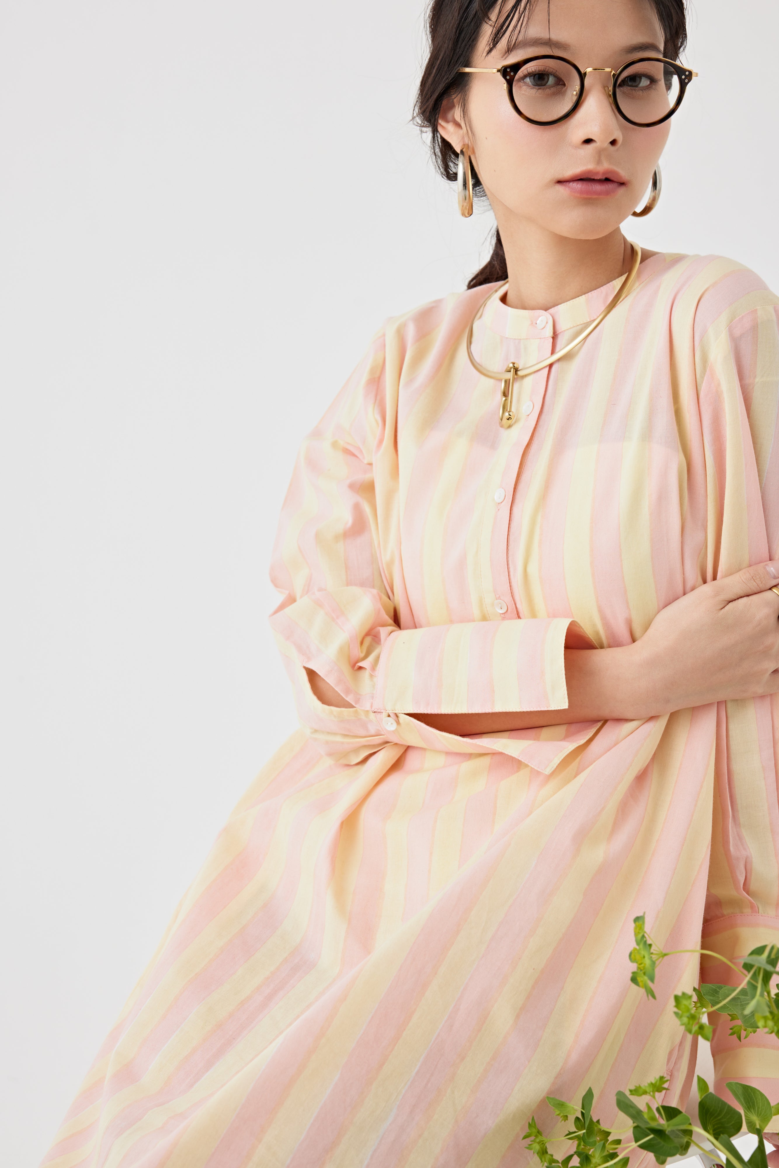 ストライプブロックプリントドレス(6259-527)