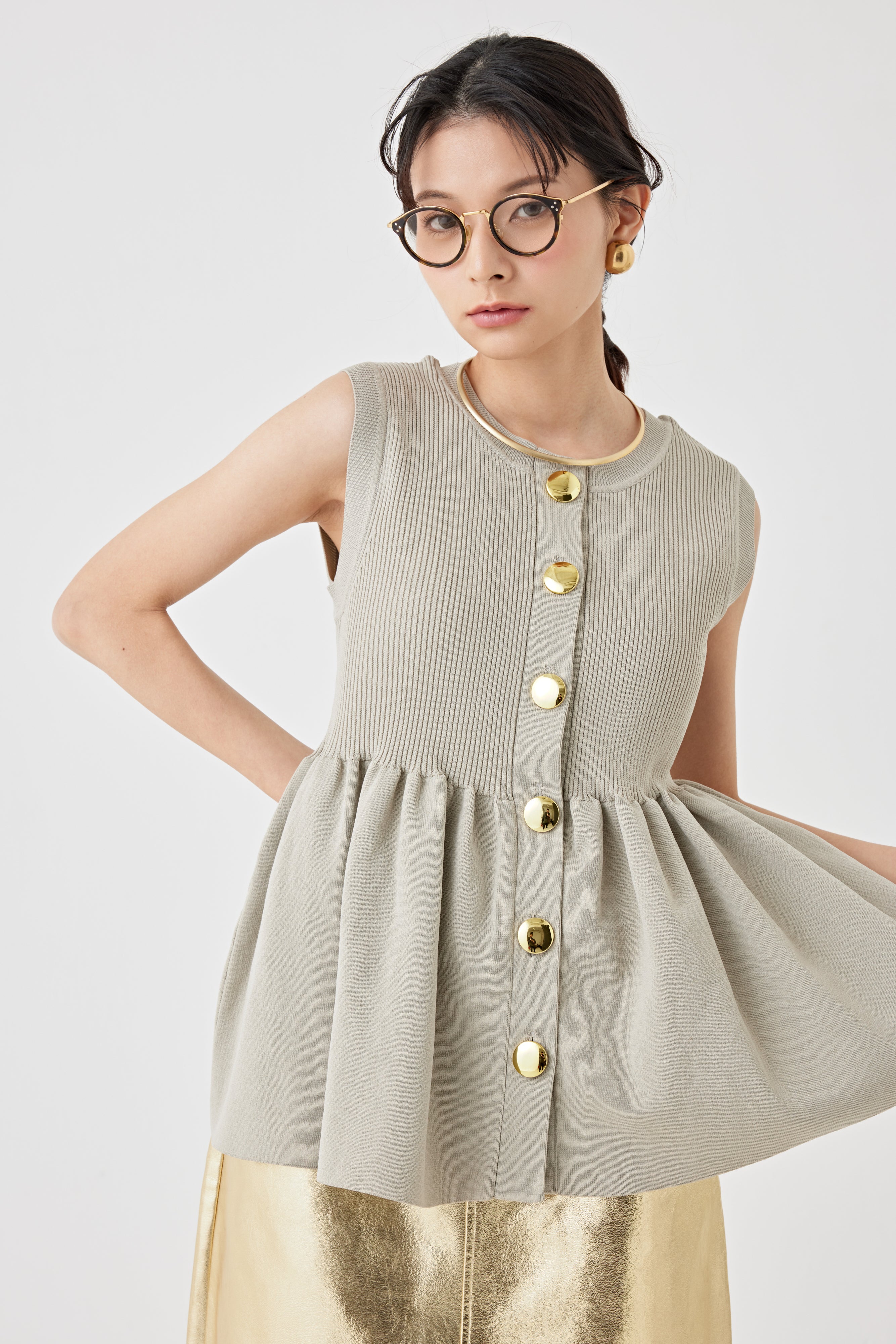 ギャザーニットトップス(6250-597)