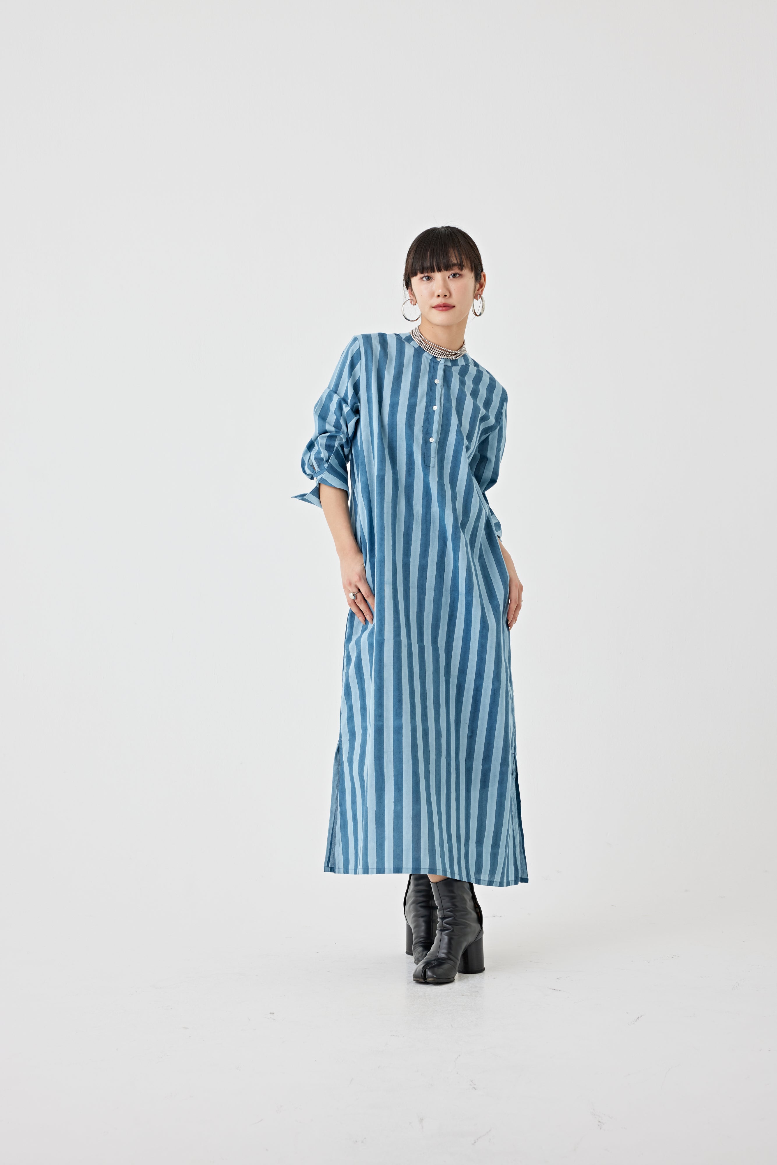 ストライプブロックプリントドレス(6259-527)