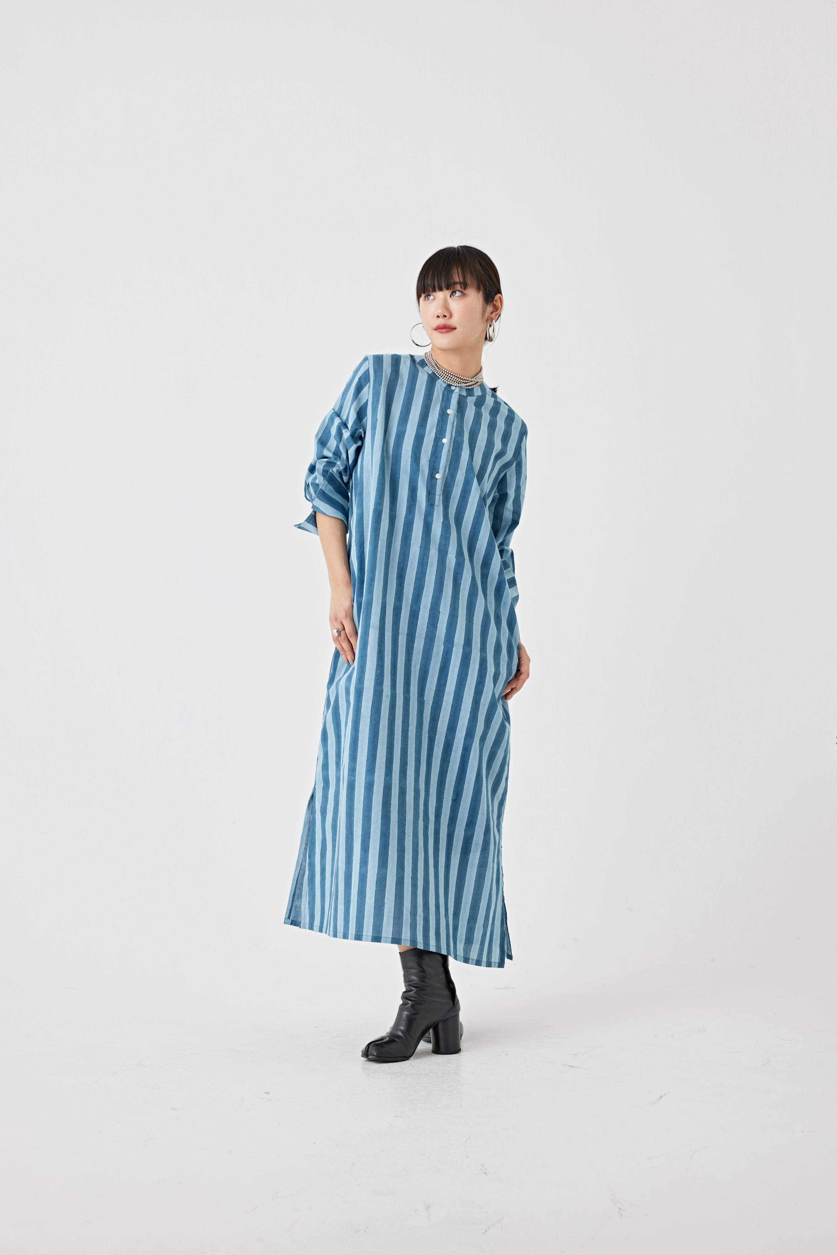 ストライプブロックプリントドレス(6259-527)