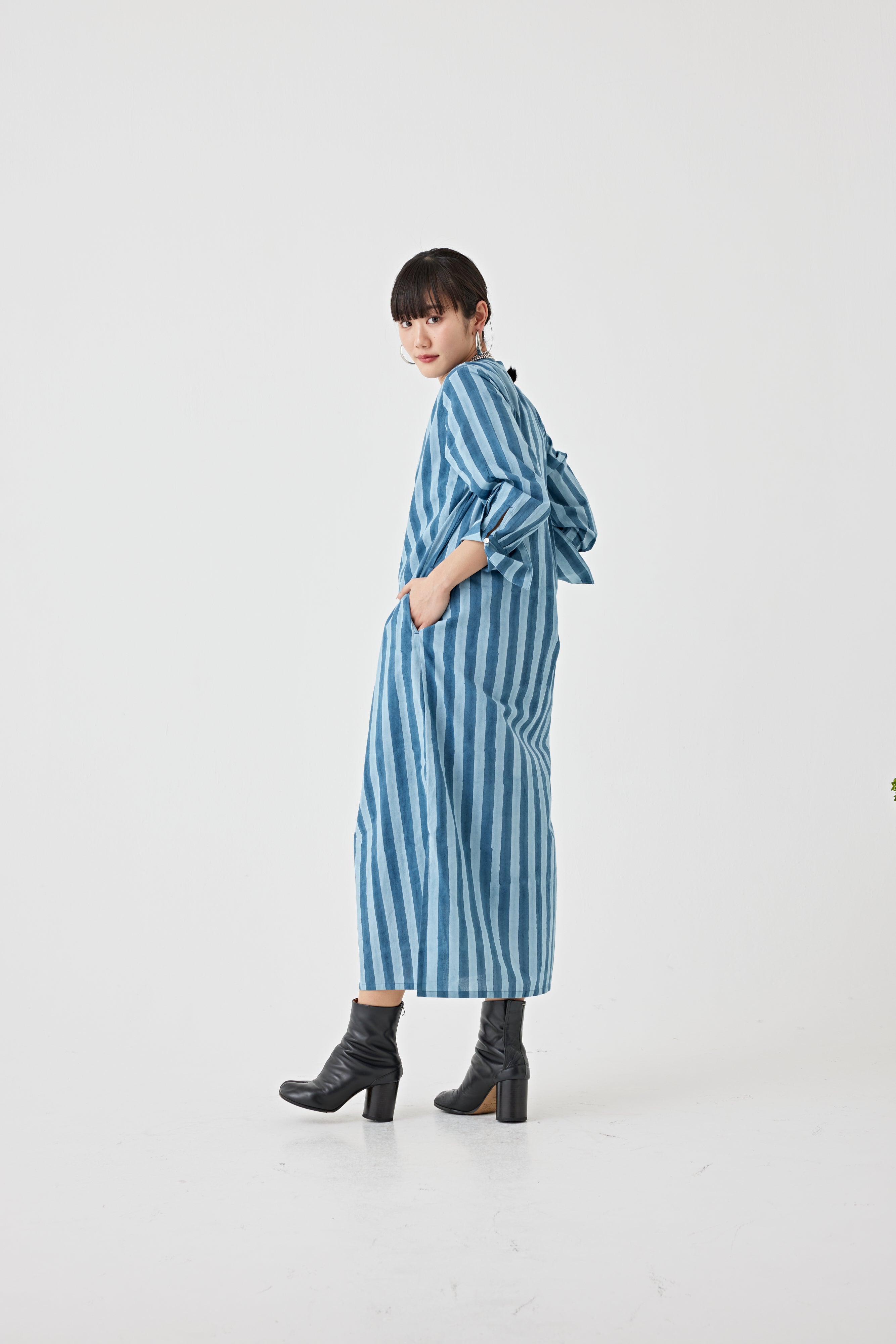 ストライプブロックプリントドレス(6259-527)