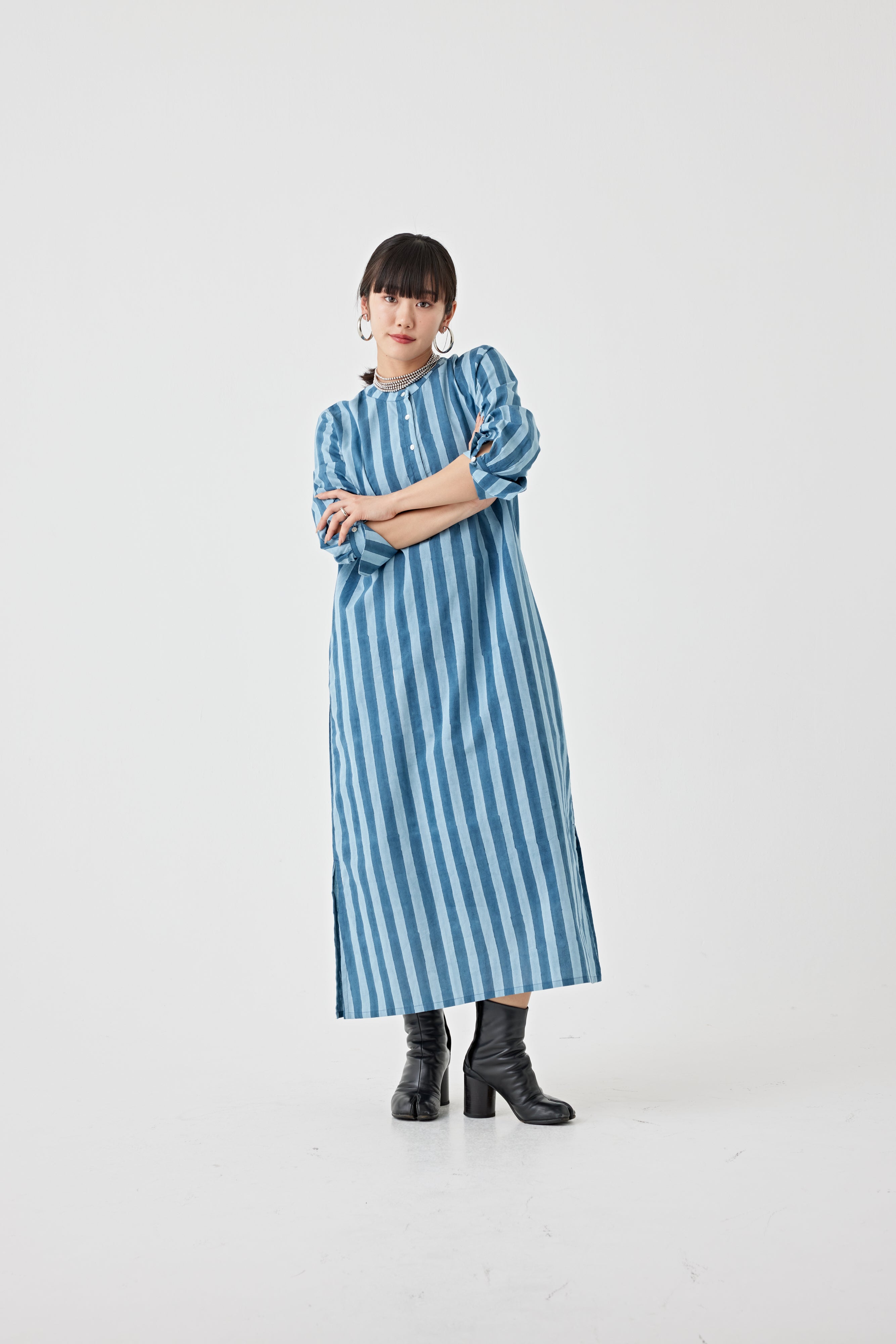 ストライプブロックプリントドレス(6259-527)