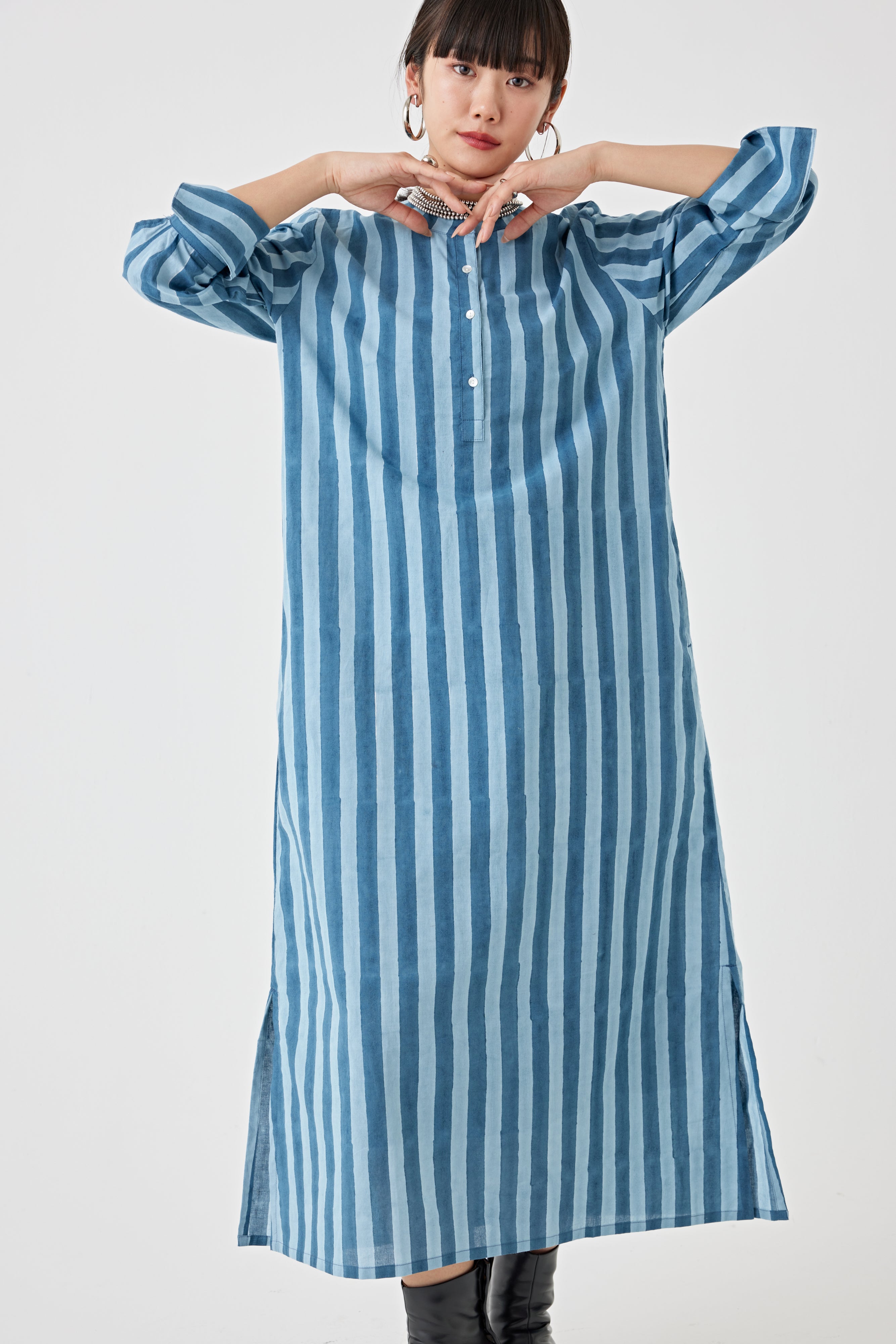 ストライプブロックプリントドレス(6259-527)