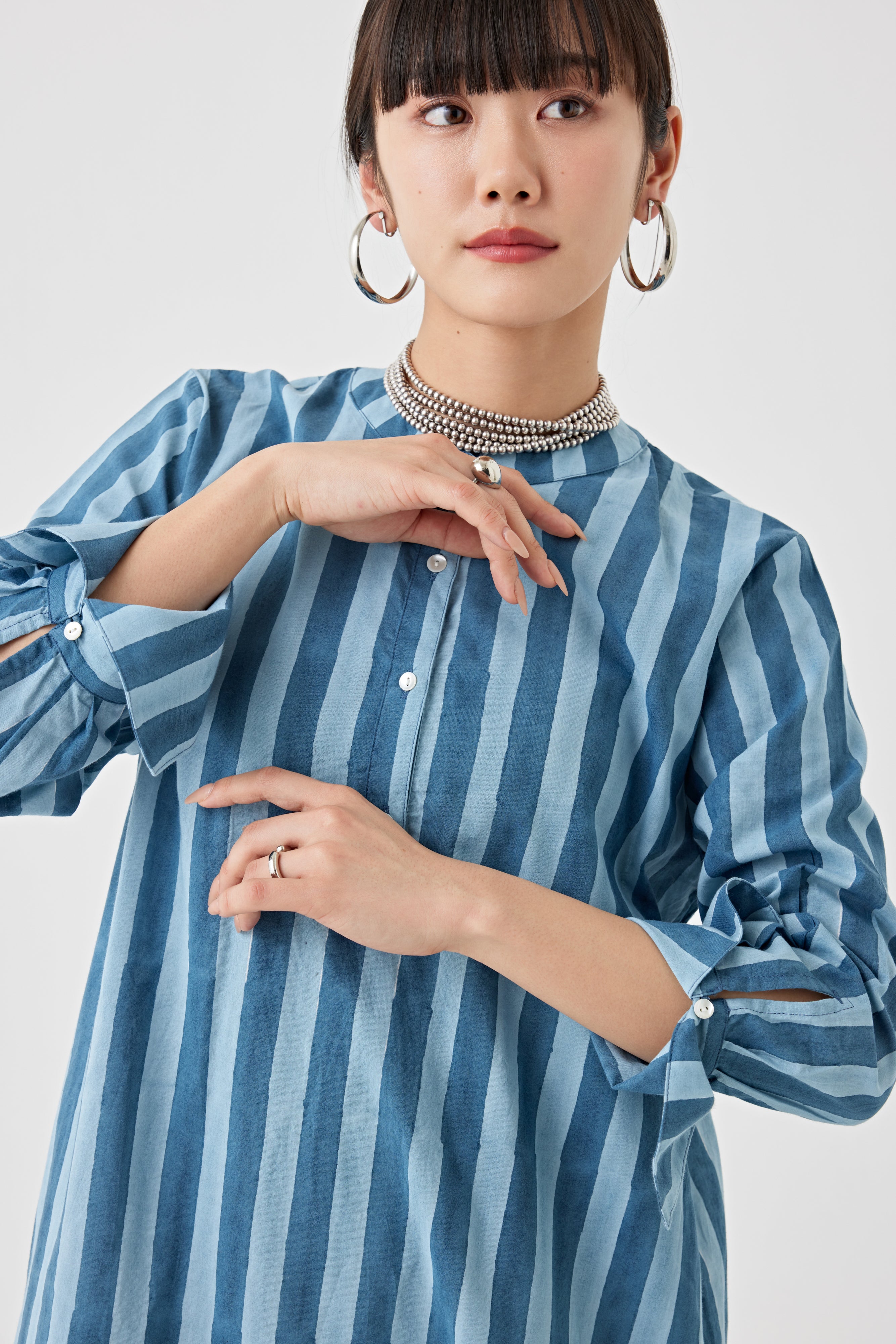 ストライプブロックプリントドレス(6259-527)