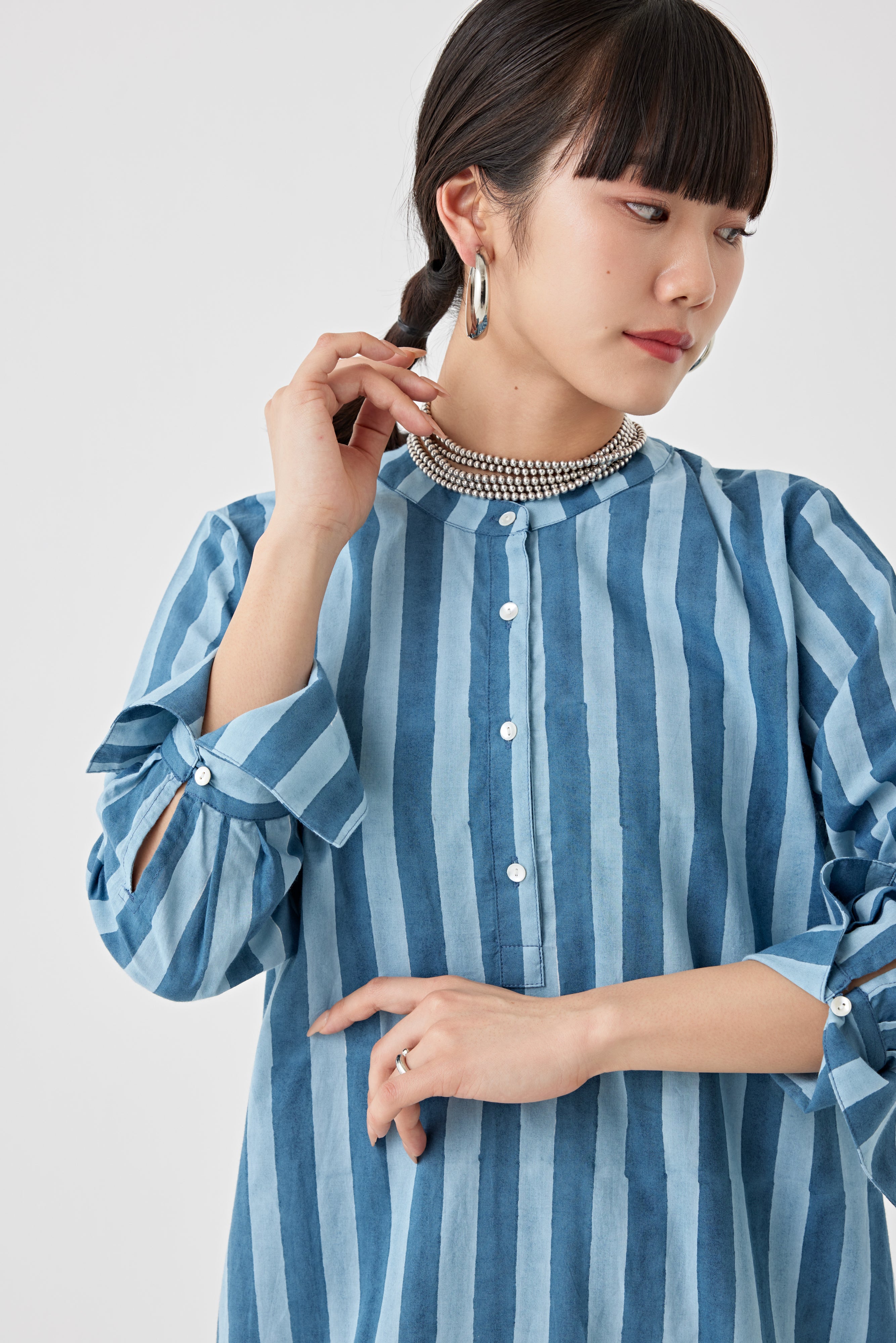 ストライプブロックプリントドレス(6259-527)