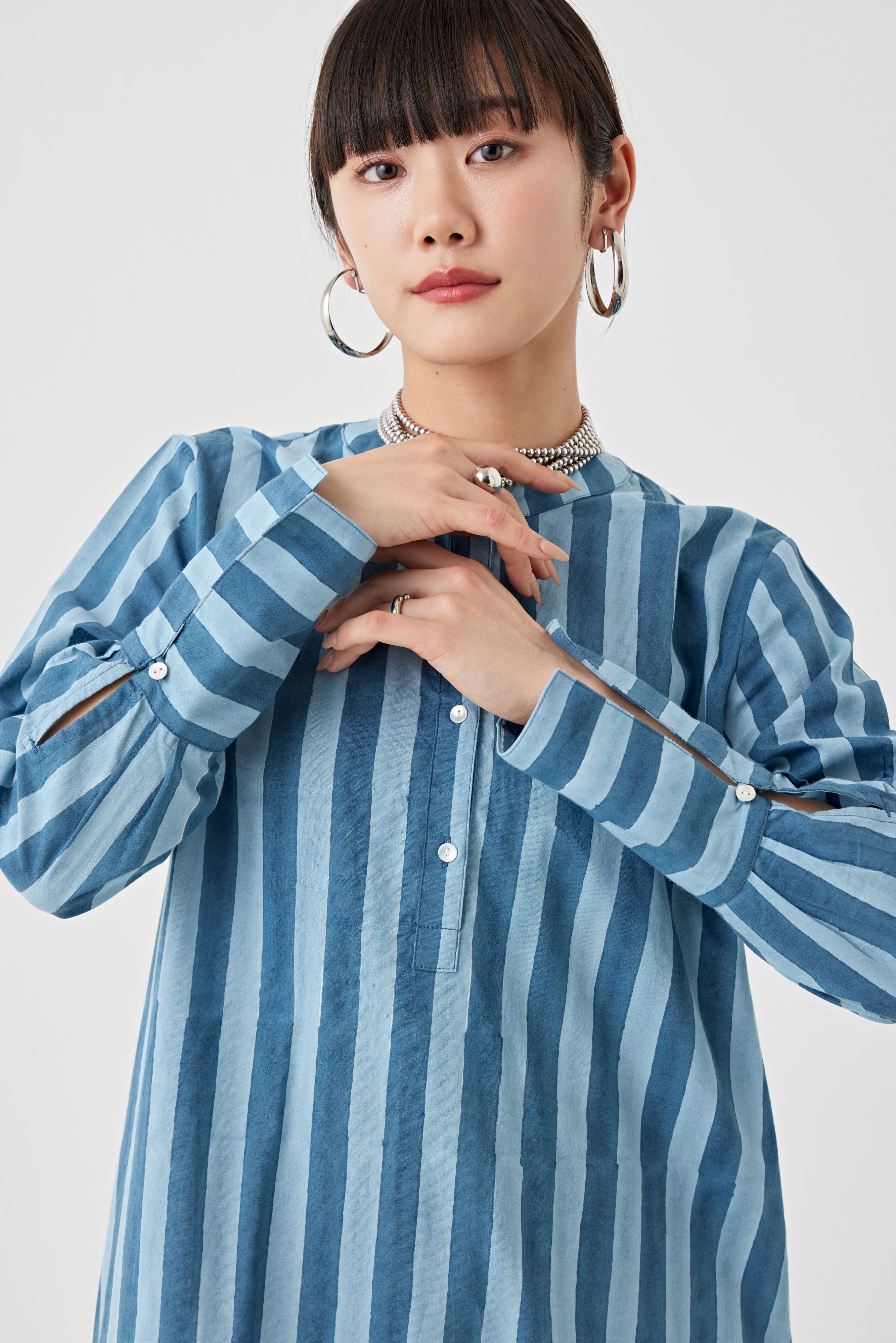 ストライプブロックプリントドレス(6259-527)