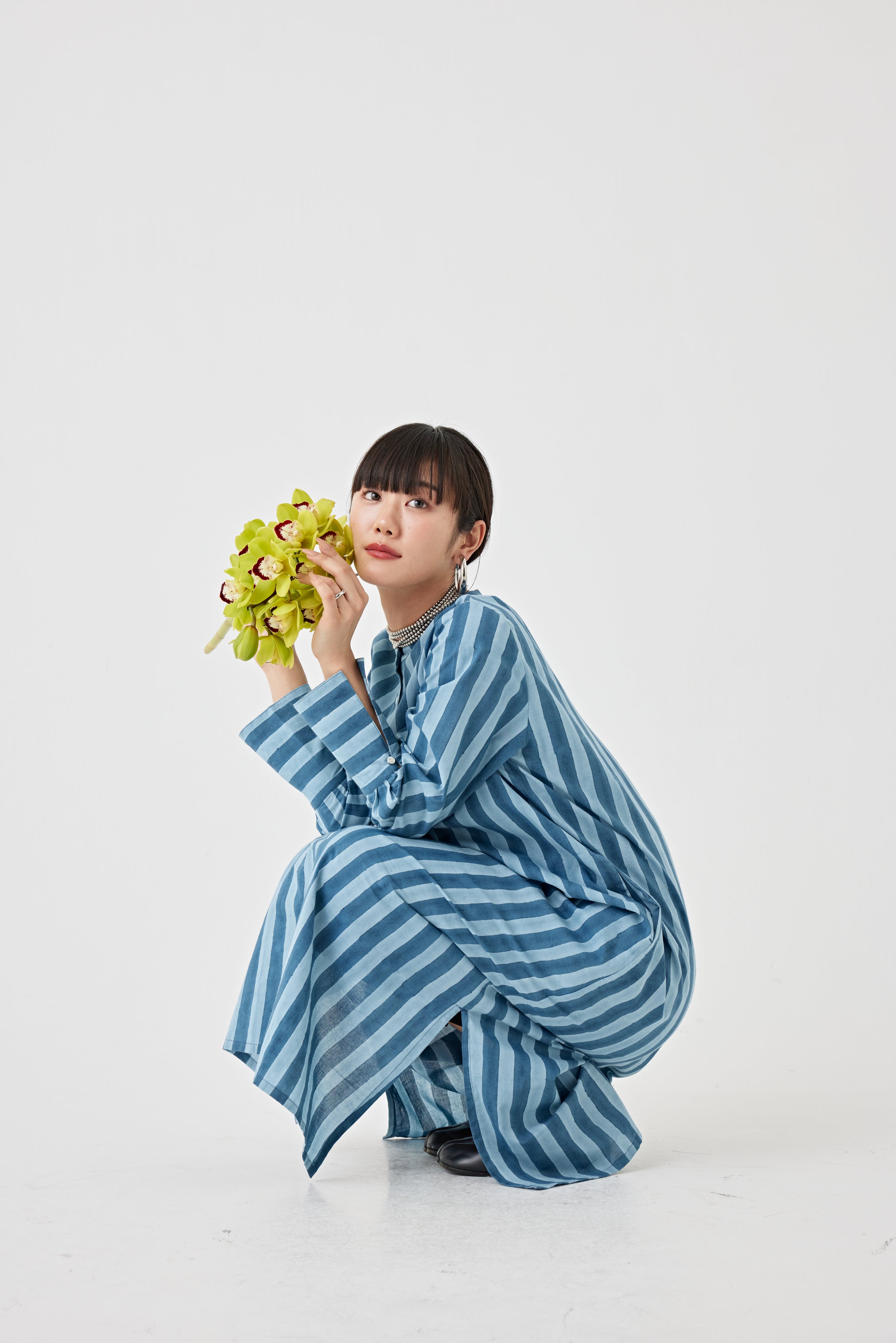 ストライプブロックプリントドレス(6259-527)