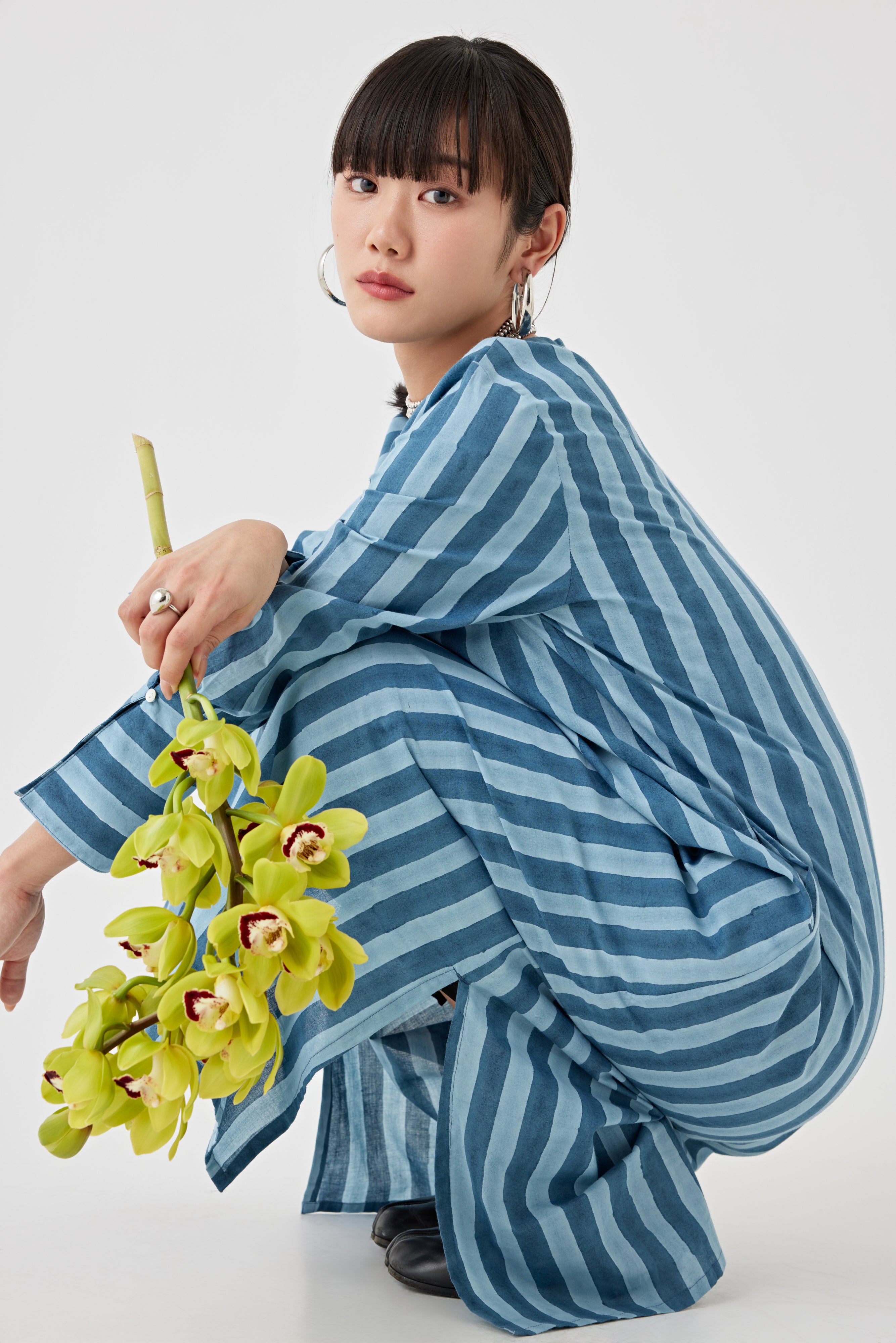 ストライプブロックプリントドレス(6259-527)