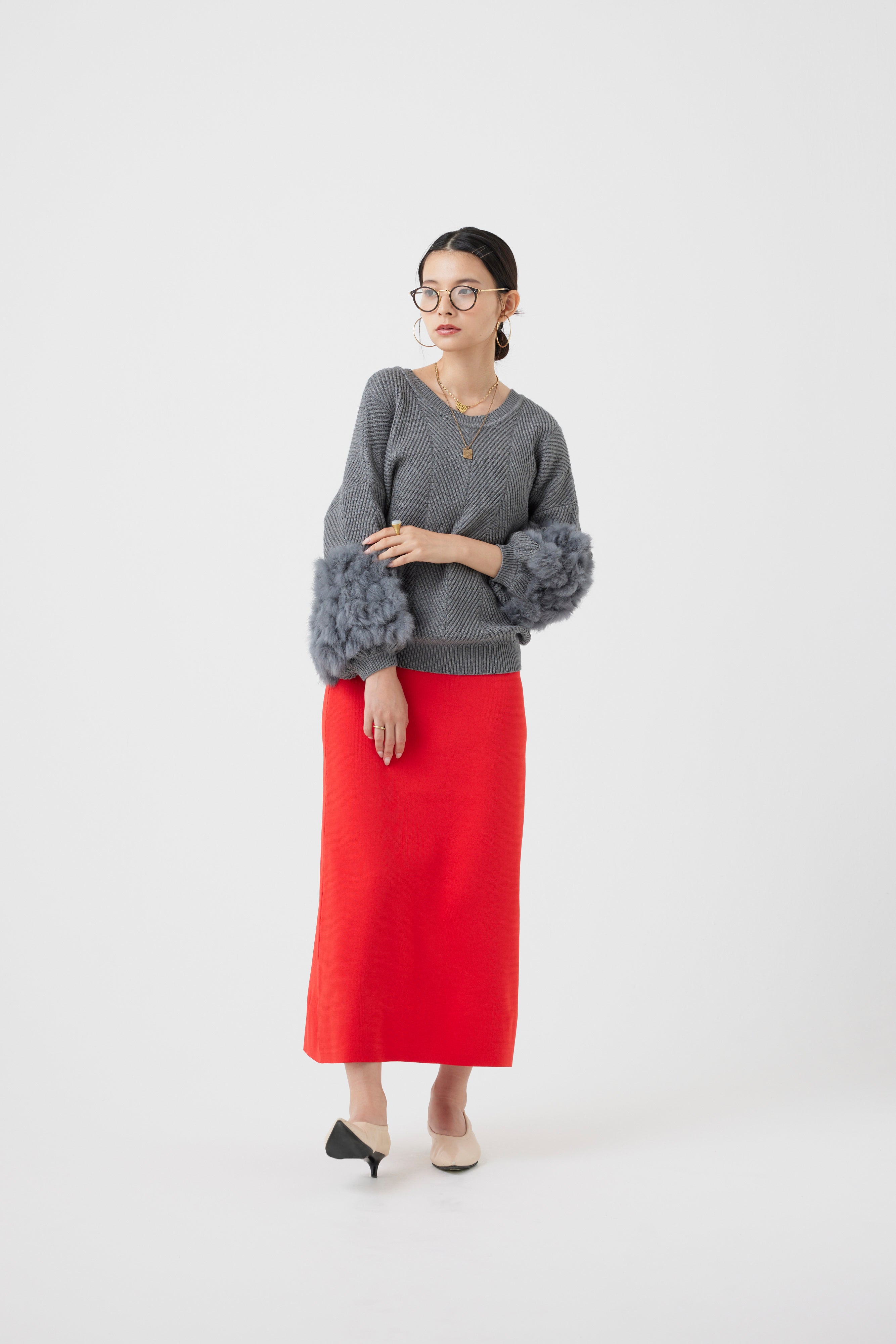 ラビットファー2WAYニットカーディガン(6262-467)