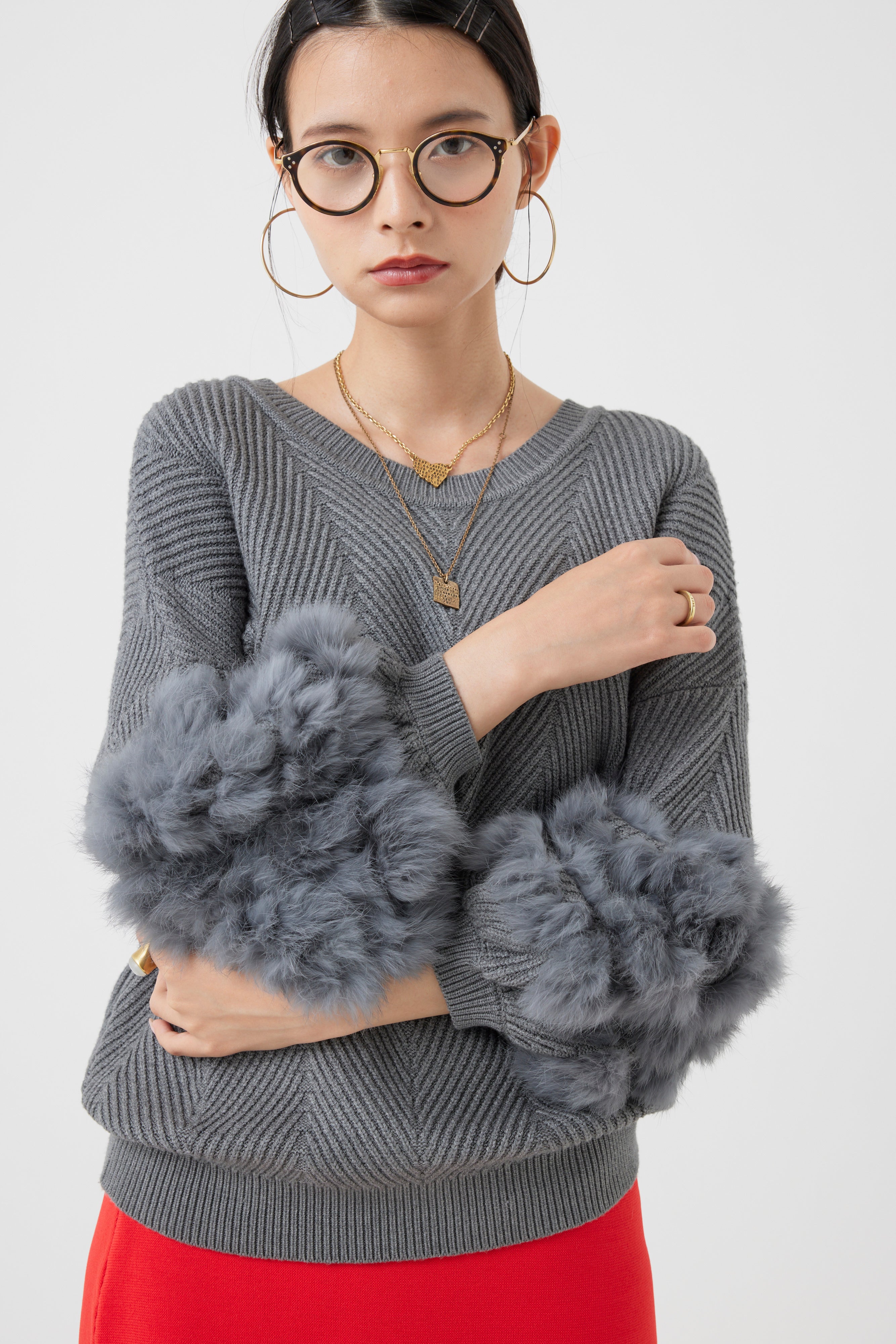 ラビットファー2WAYニットカーディガン(6262-467)