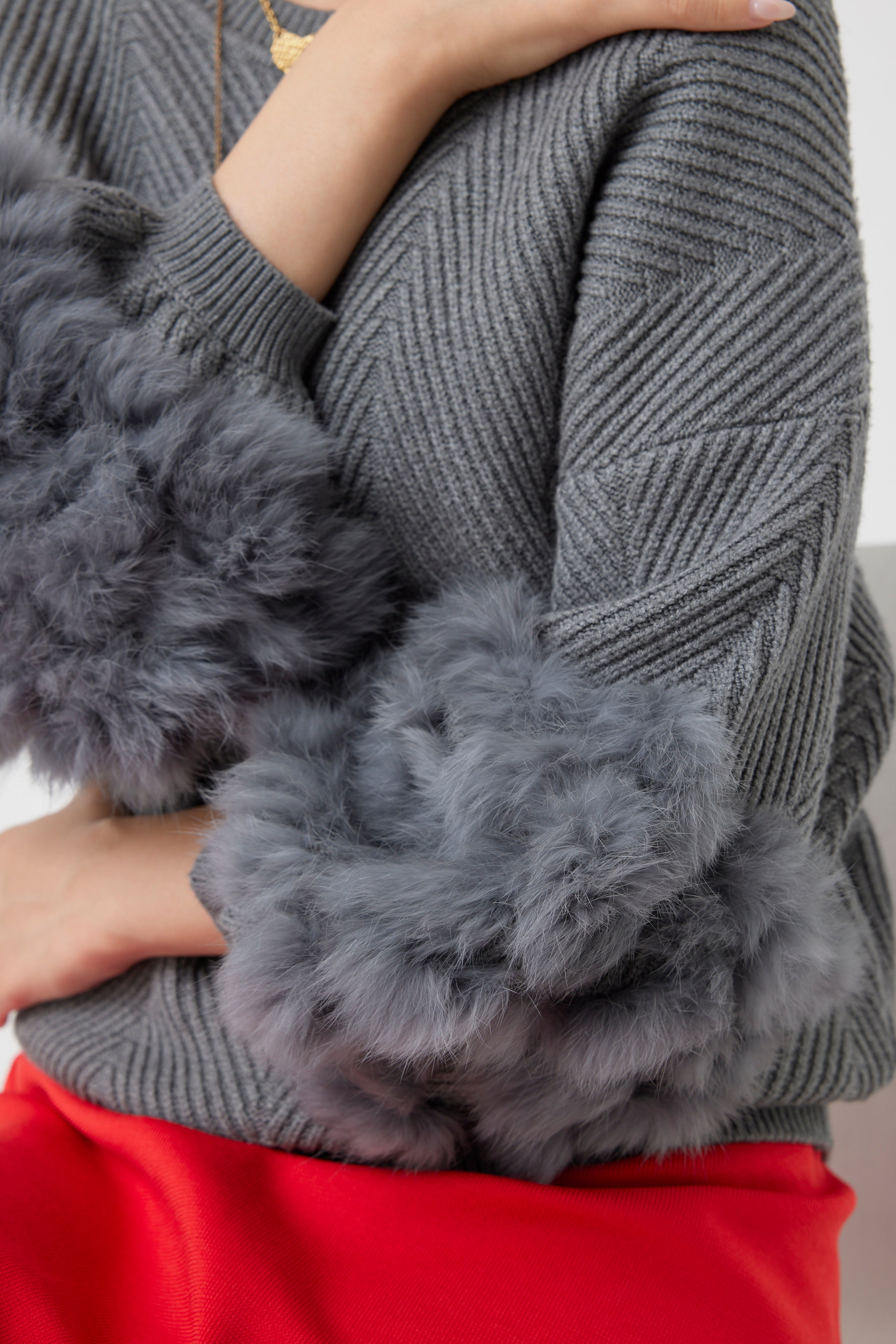 ラビットファー2WAYニットカーディガン(6262-467)