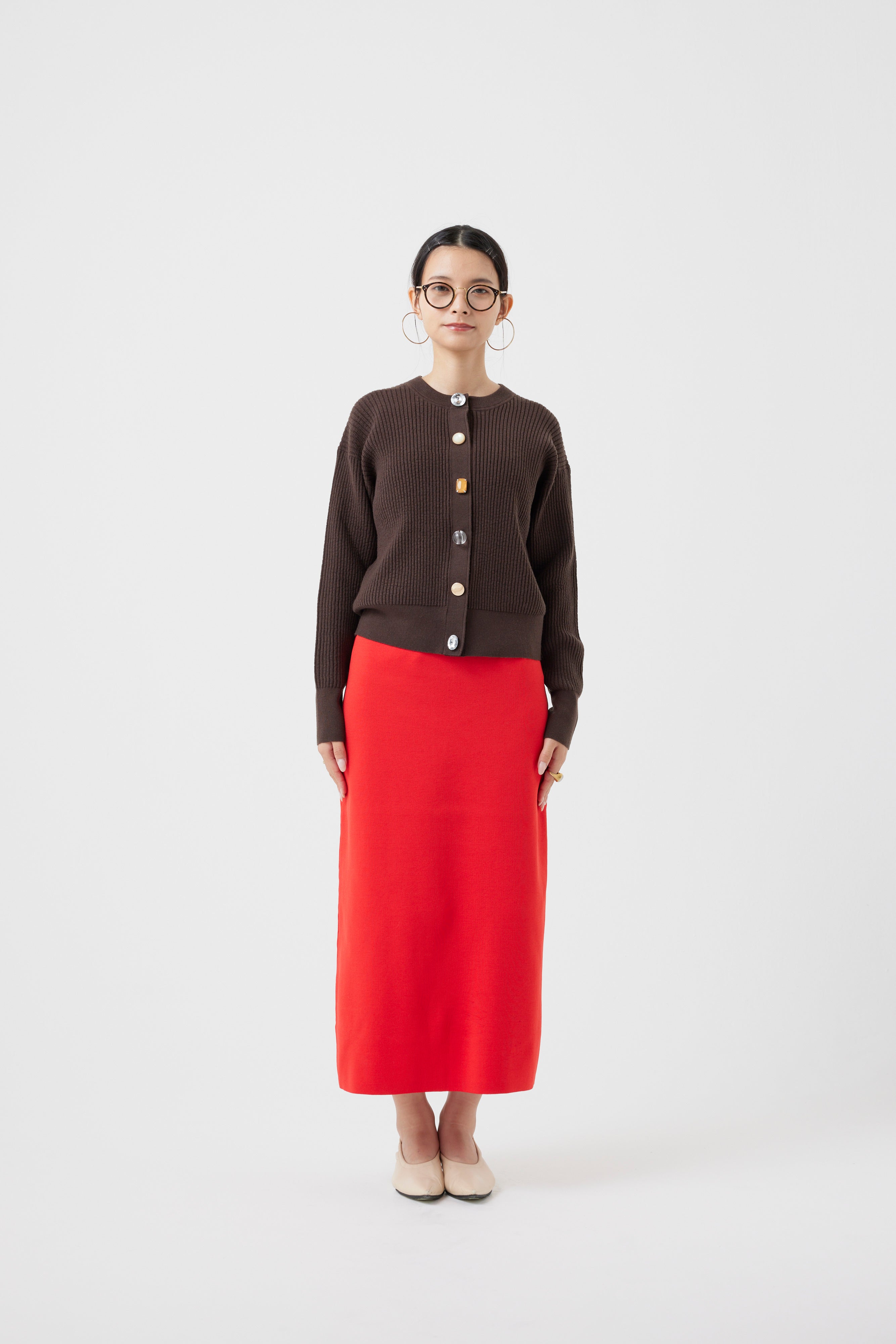 ワッフル編みビジューカーディガン(6262-682)