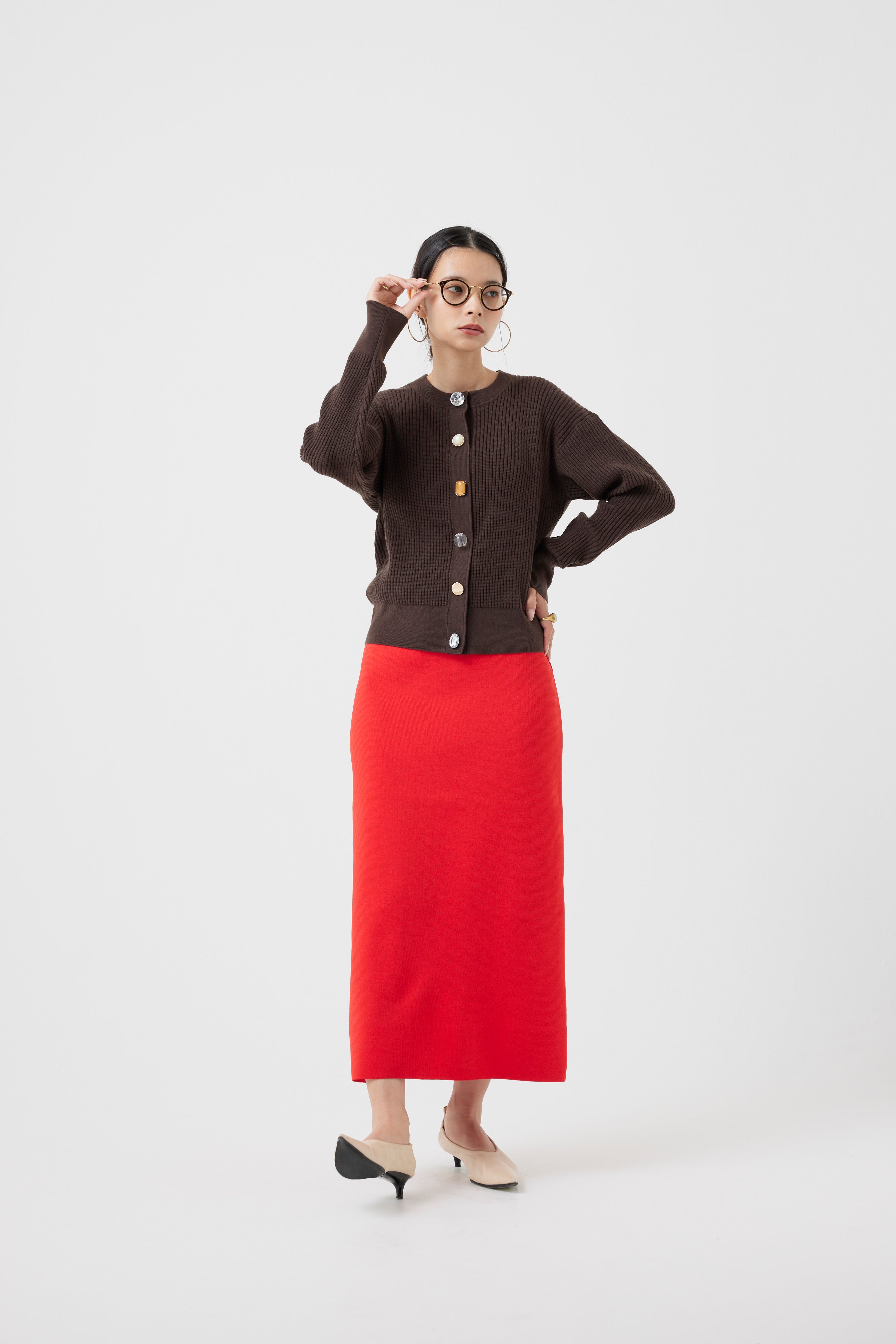 ワッフル編みビジューカーディガン(6262-682)